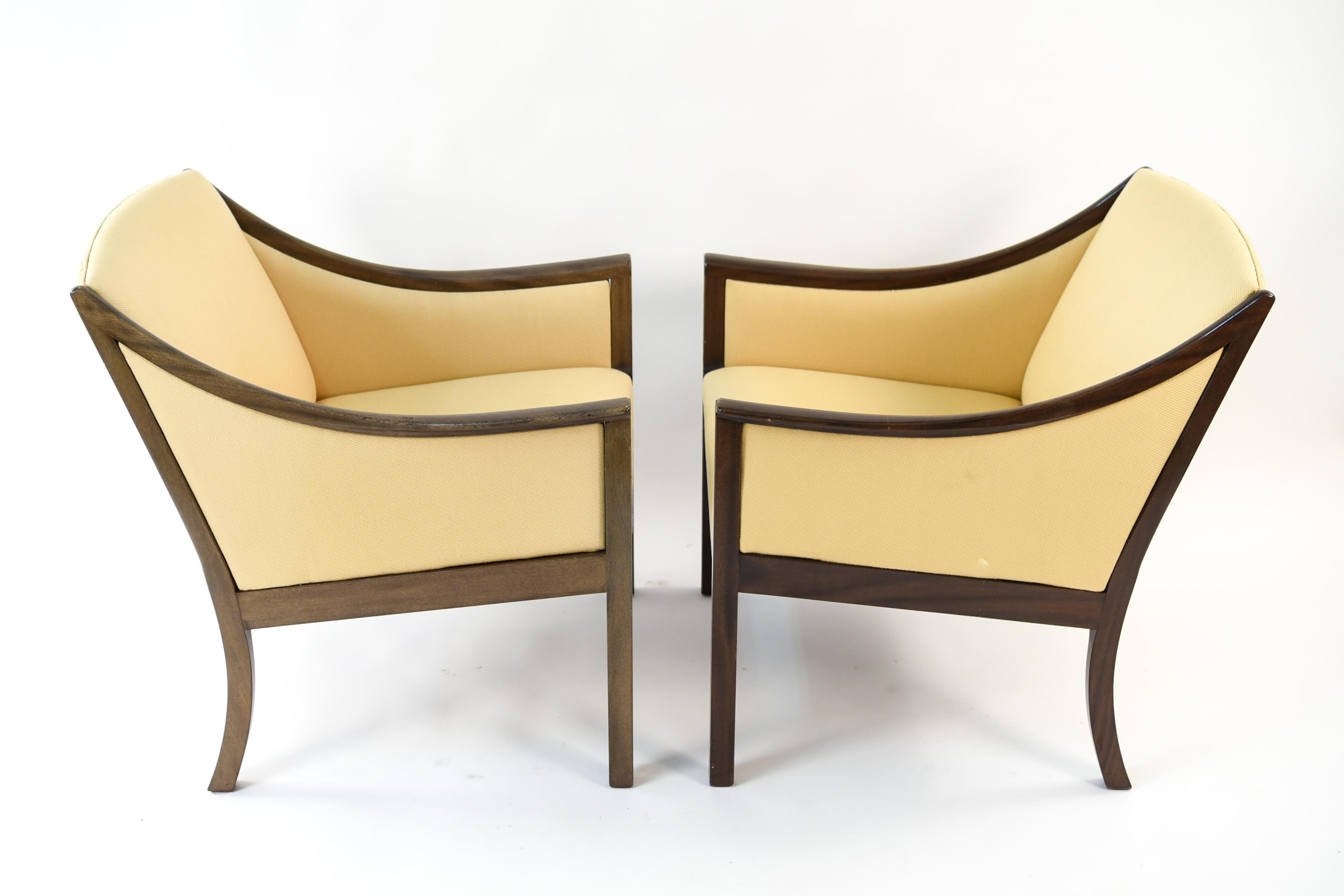 Ole Wanscher for Poul Jeppesen Pair of Mahogany Lounge Chairs 7