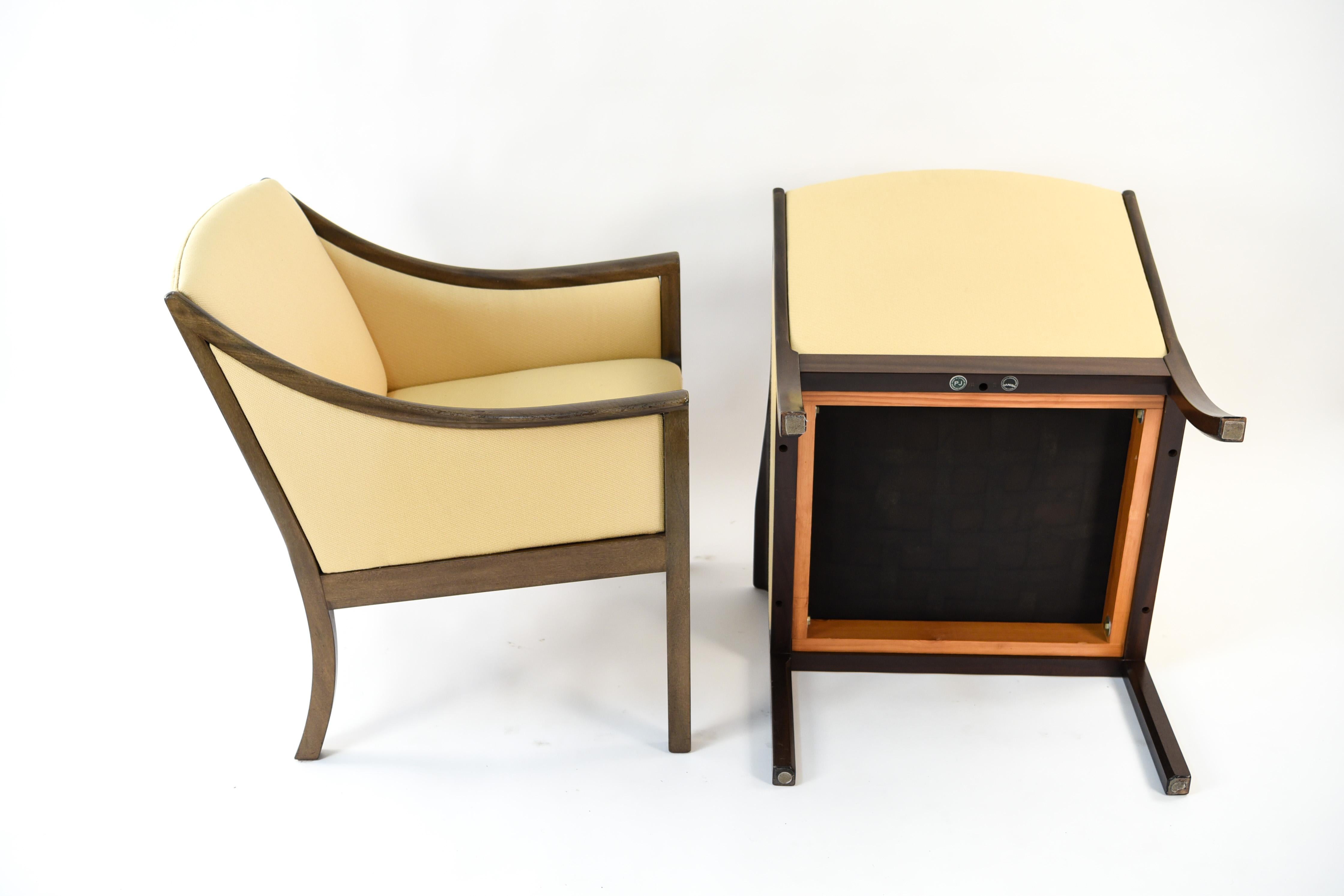 Ole Wanscher for Poul Jeppesen Pair of Mahogany Lounge Chairs 8