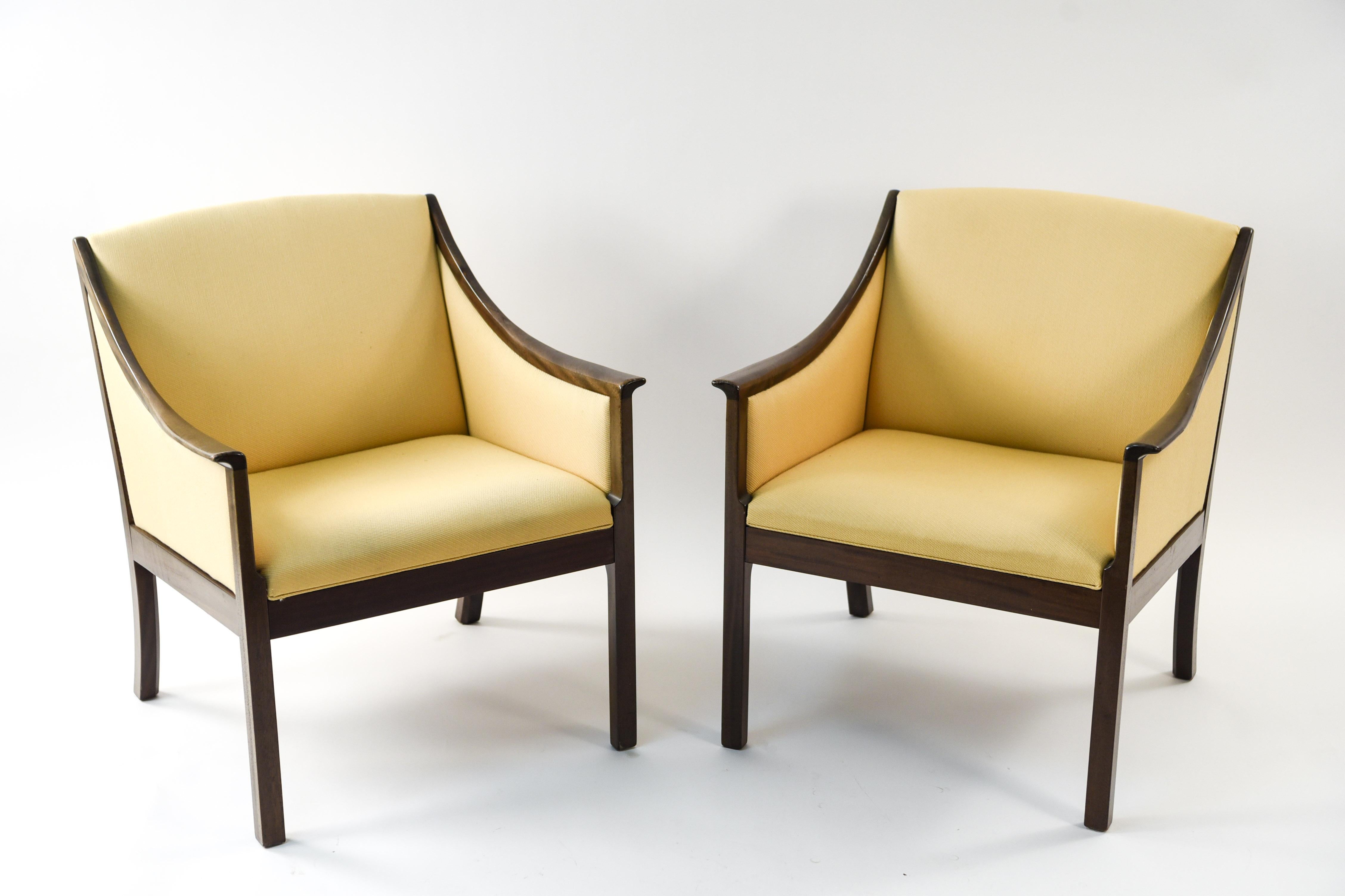 Ole Wanscher for Poul Jeppesen Pair of Mahogany Lounge Chairs 10