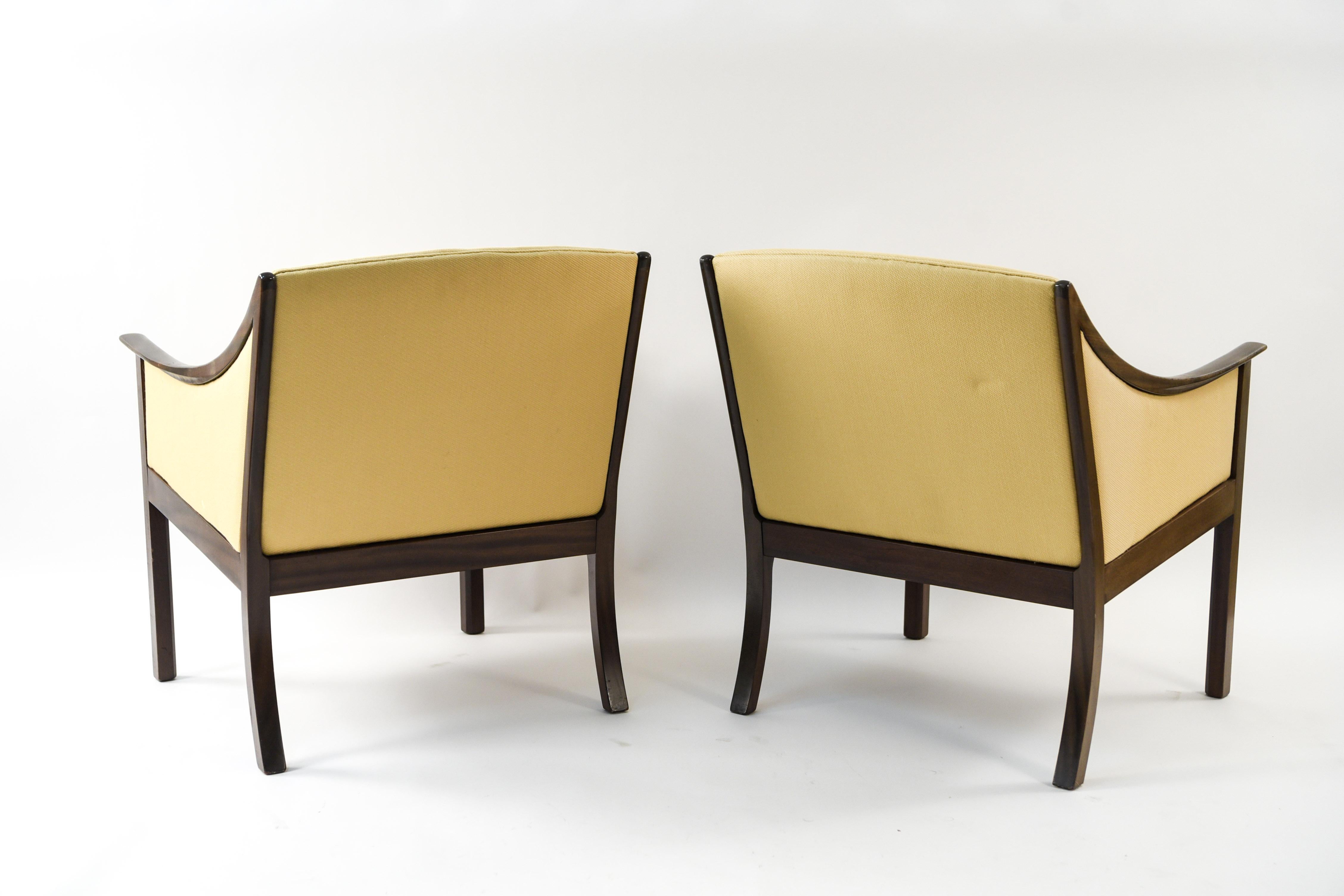 Ole Wanscher for Poul Jeppesen Pair of Mahogany Lounge Chairs 11