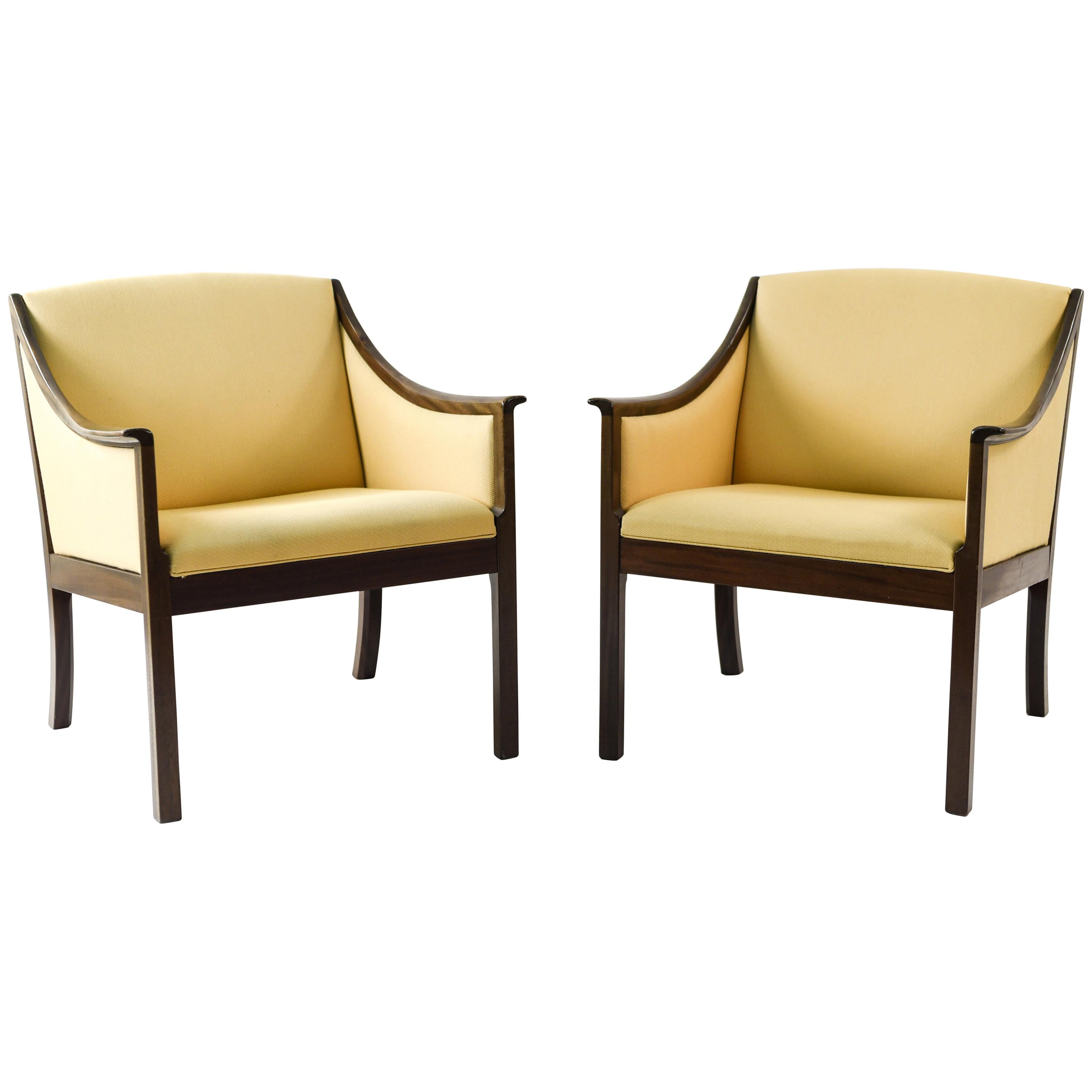 Ole Wanscher for Poul Jeppesen Pair of Mahogany Lounge Chairs