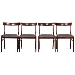 Ole Wanscher Four Rungstedlund Chairs of Mahogany Made by PJ Møbler, Denmark