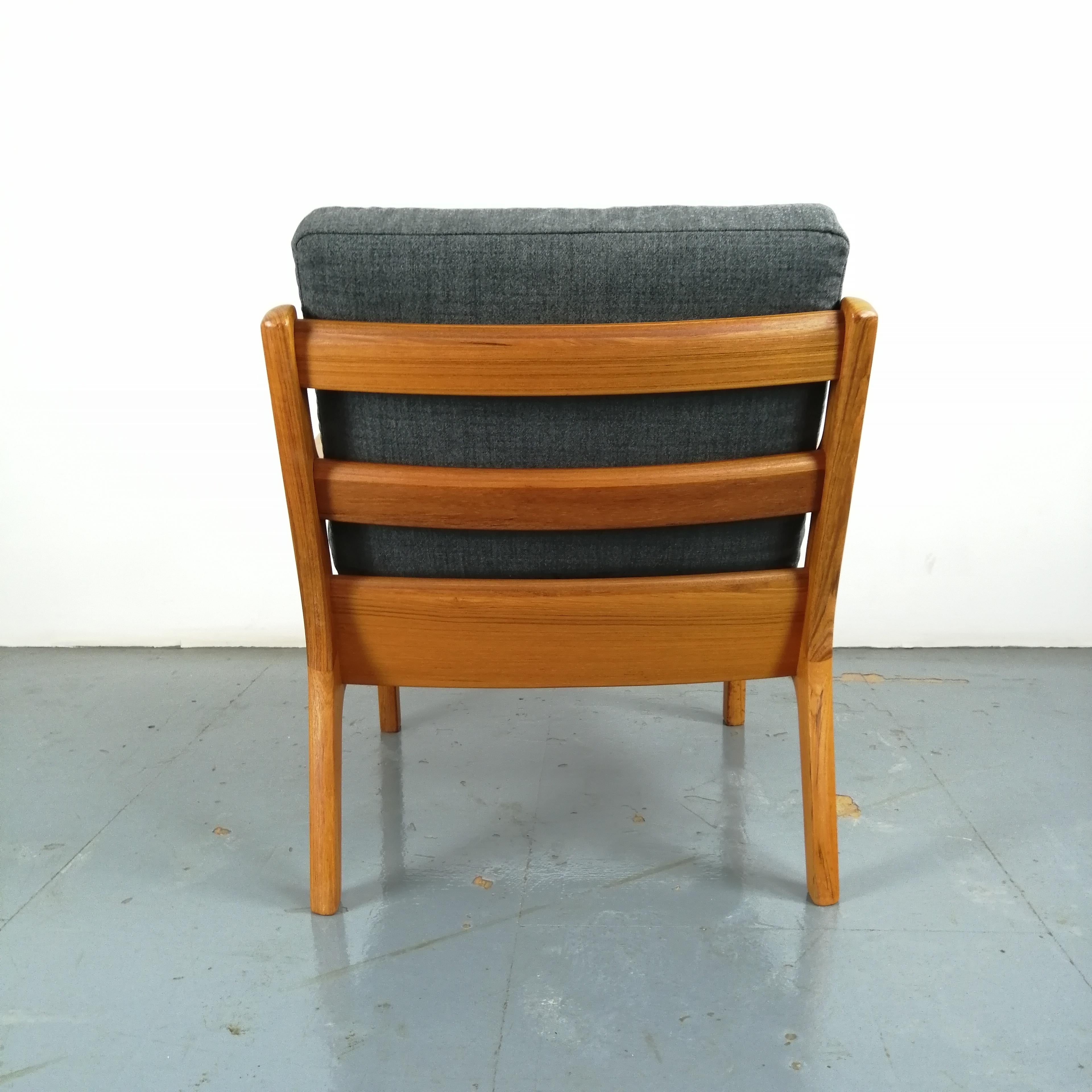 20th Century Ole Wanscher France & Son Denmark 1960s Teak Lounge Chair, Grey Upholstery