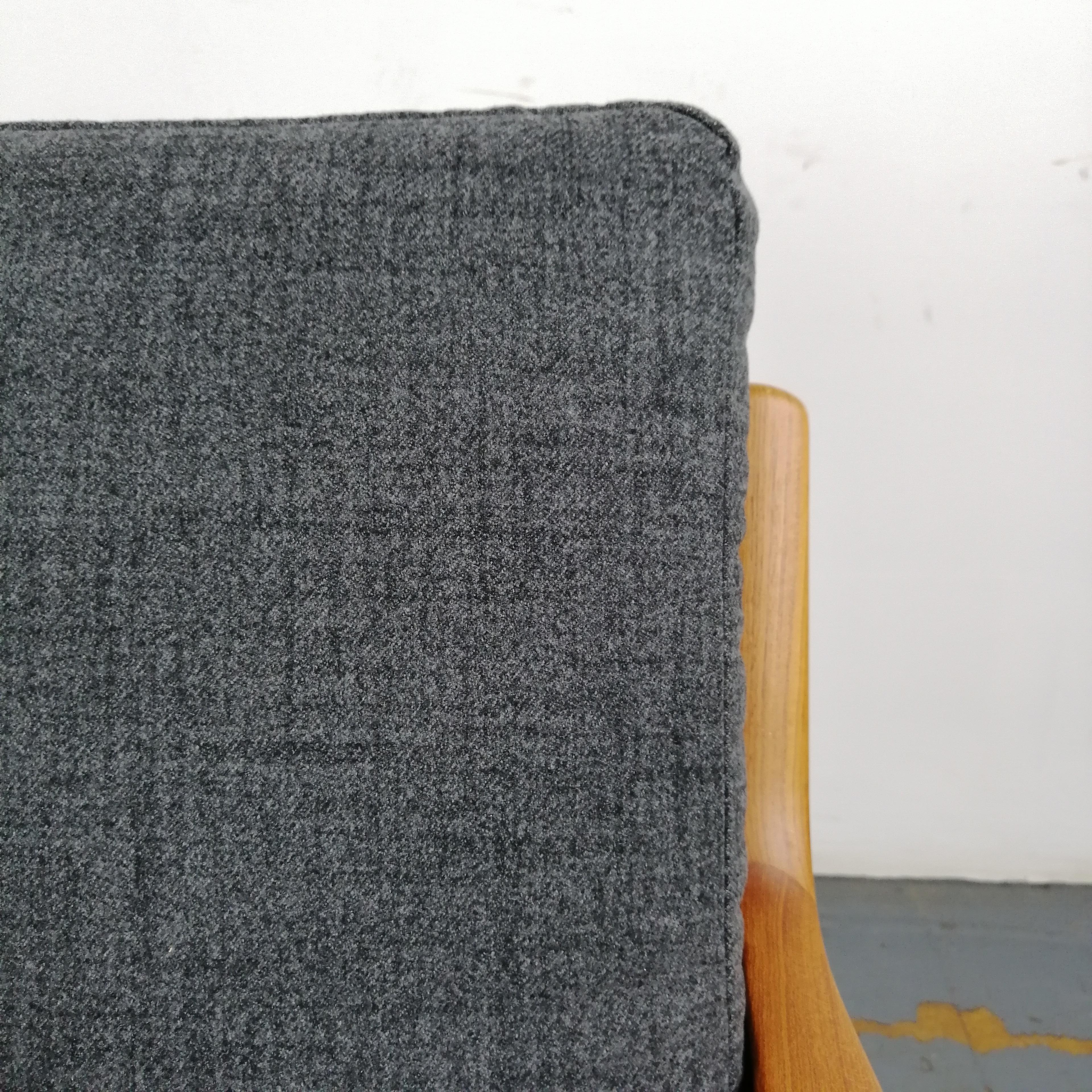 Wool Ole Wanscher France & Son Denmark 1960s Teak Lounge Chair, Grey Upholstery