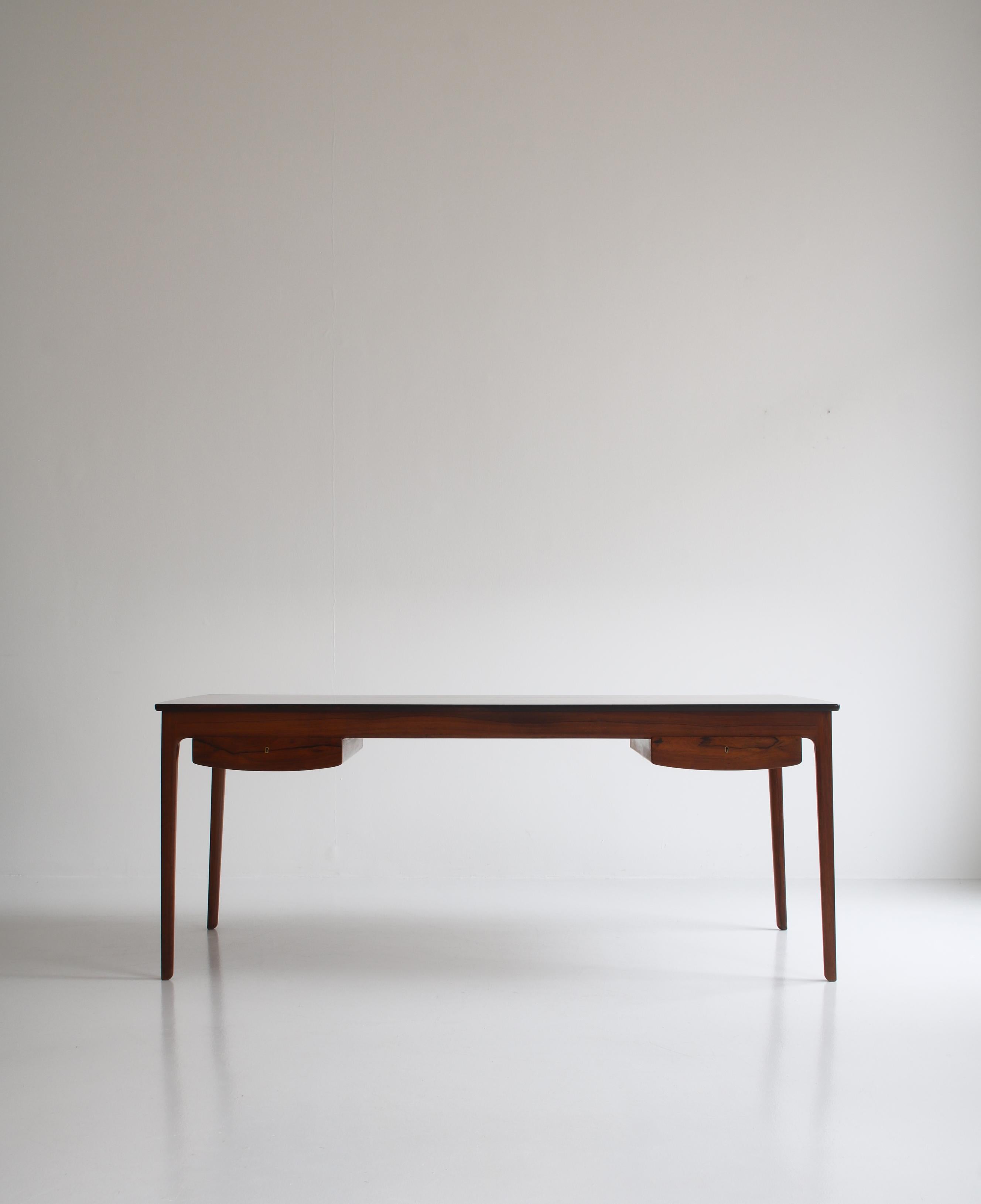 Scandinavian Modern Ole Wanscher Freestanding Desk in Rosewood Made by A.J. Iversen, Copenhagen 1959 For Sale