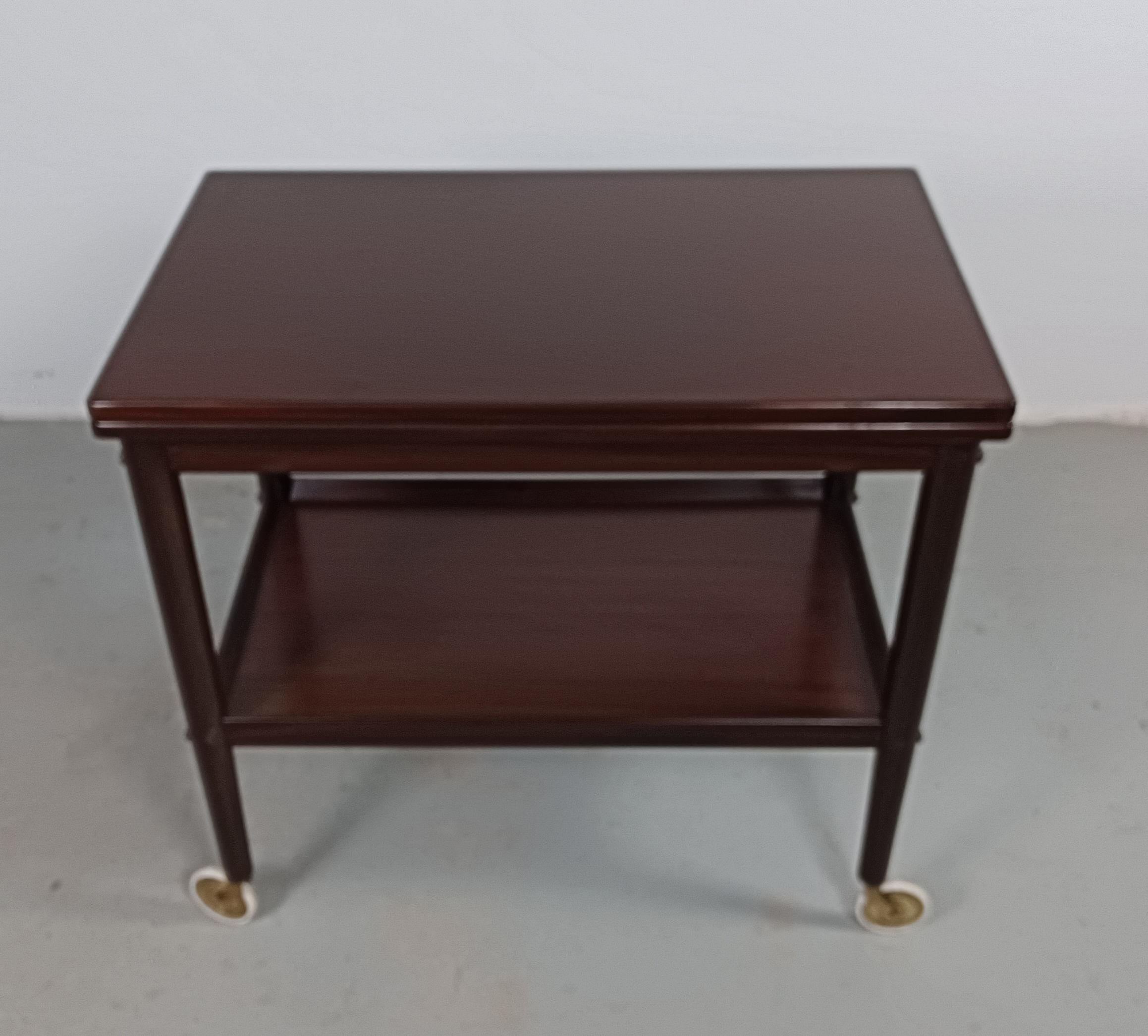 Scandinavian Modern Ole Wanscher Fully Restored Rungstedlund Mahogany Multifunctional Side Table For Sale