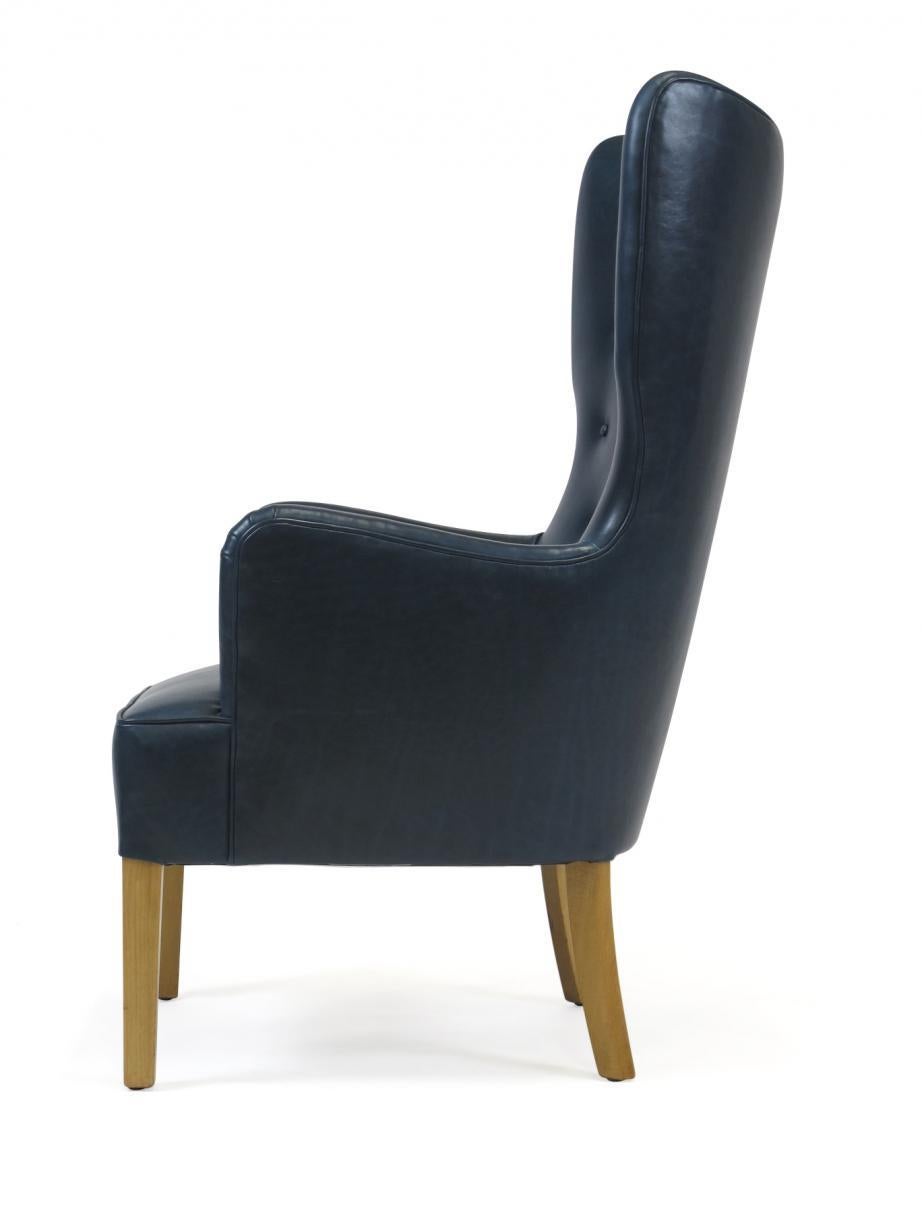 Oiled Ole Wanscher High Back Chair for Fritz Hansen 1946 in Teal Leather