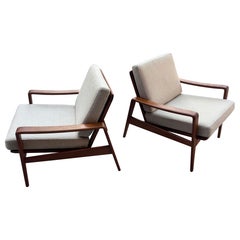 Ole Wanscher Komfort Open Arm Teak Lounge Chairs