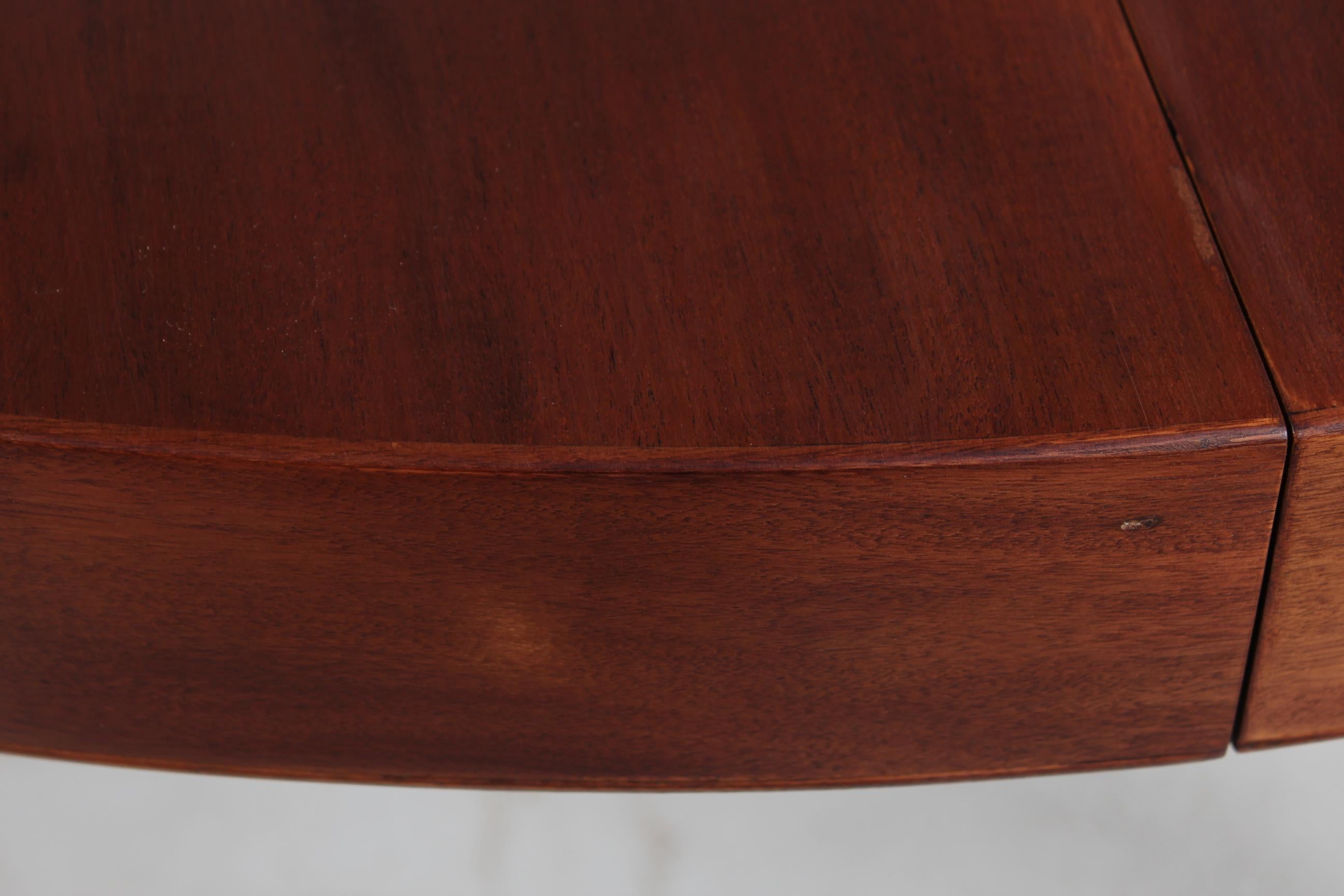 Lacquered Ole Wanscher Large Round Dining Table of Mahogany Made by A. J. Iversen Denmark For Sale