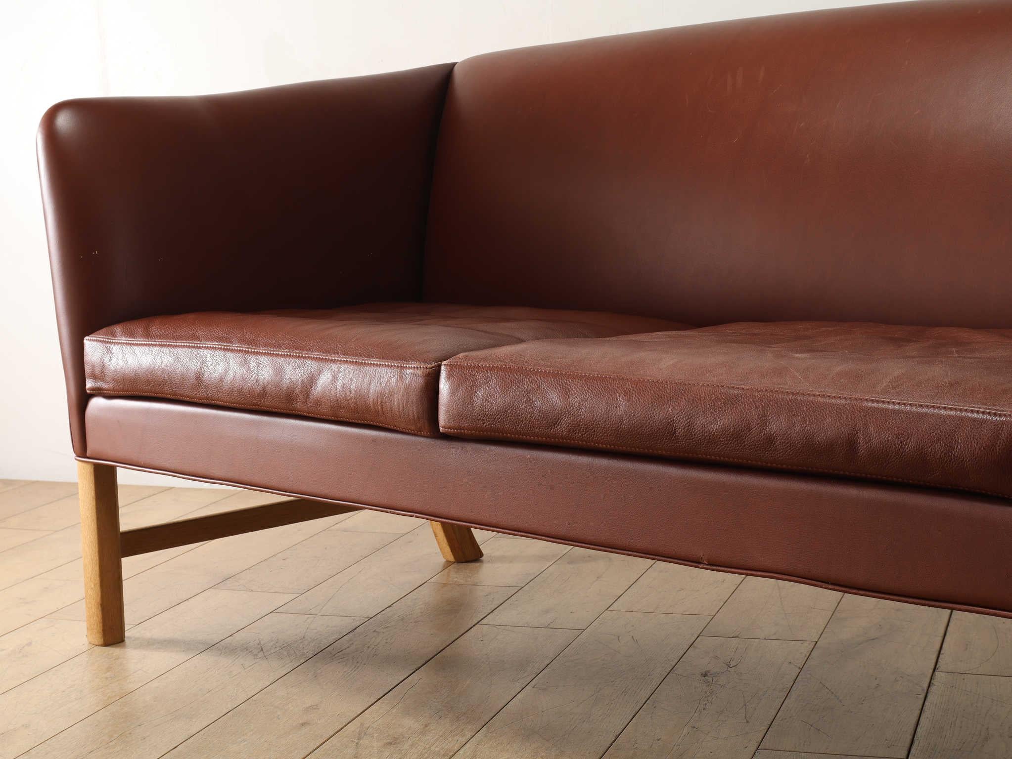 Ole Wanscher Leather 2 Seater Sofa 1950's For Sale 6