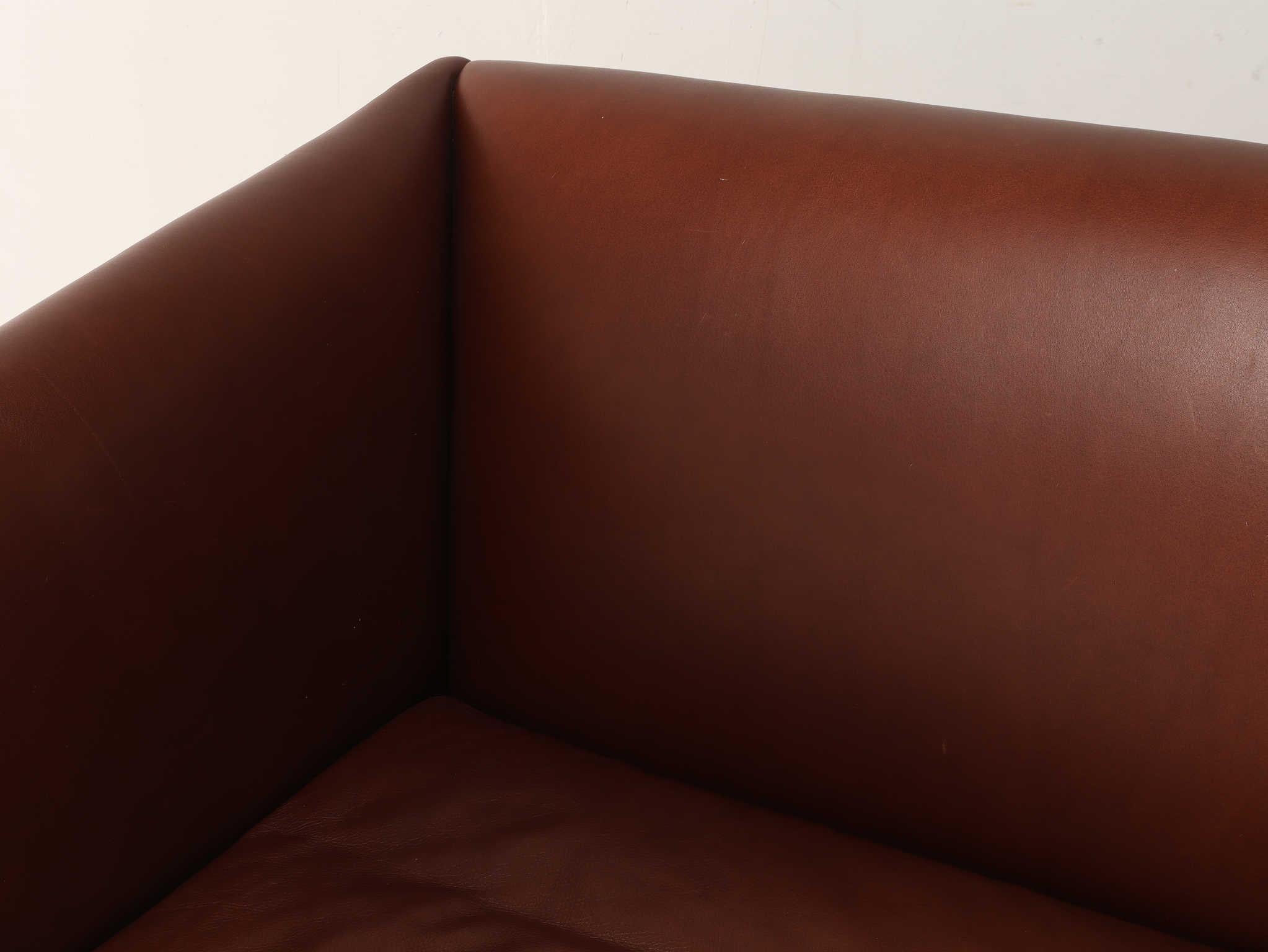 Ole Wanscher Leather 2 Seater Sofa 1950's For Sale 1