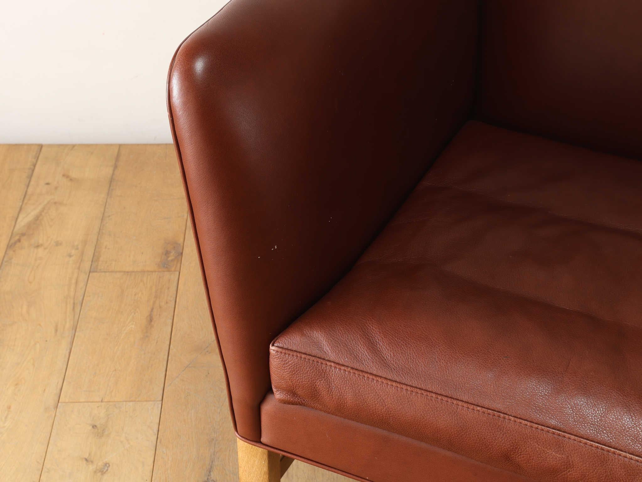 Ole Wanscher Leather 2 Seater Sofa 1950's For Sale 2