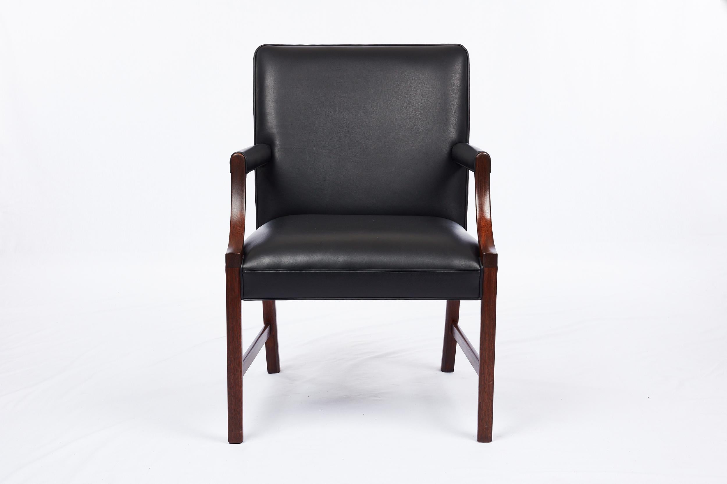 Ole Wanscher leather armchair Designed in 1946 and Produced by Master Cabinetmaker A. J. Iverson.