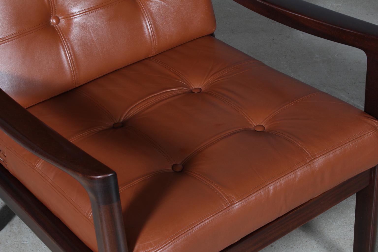 Ole Wanscher Lounge Chair, Mahogany Leather In Good Condition In Esbjerg, DK