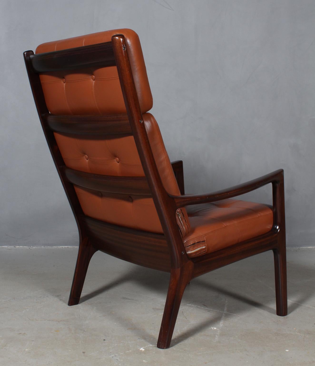 Mid-20th Century Ole Wanscher Lounge Chair, Mahogany Leather