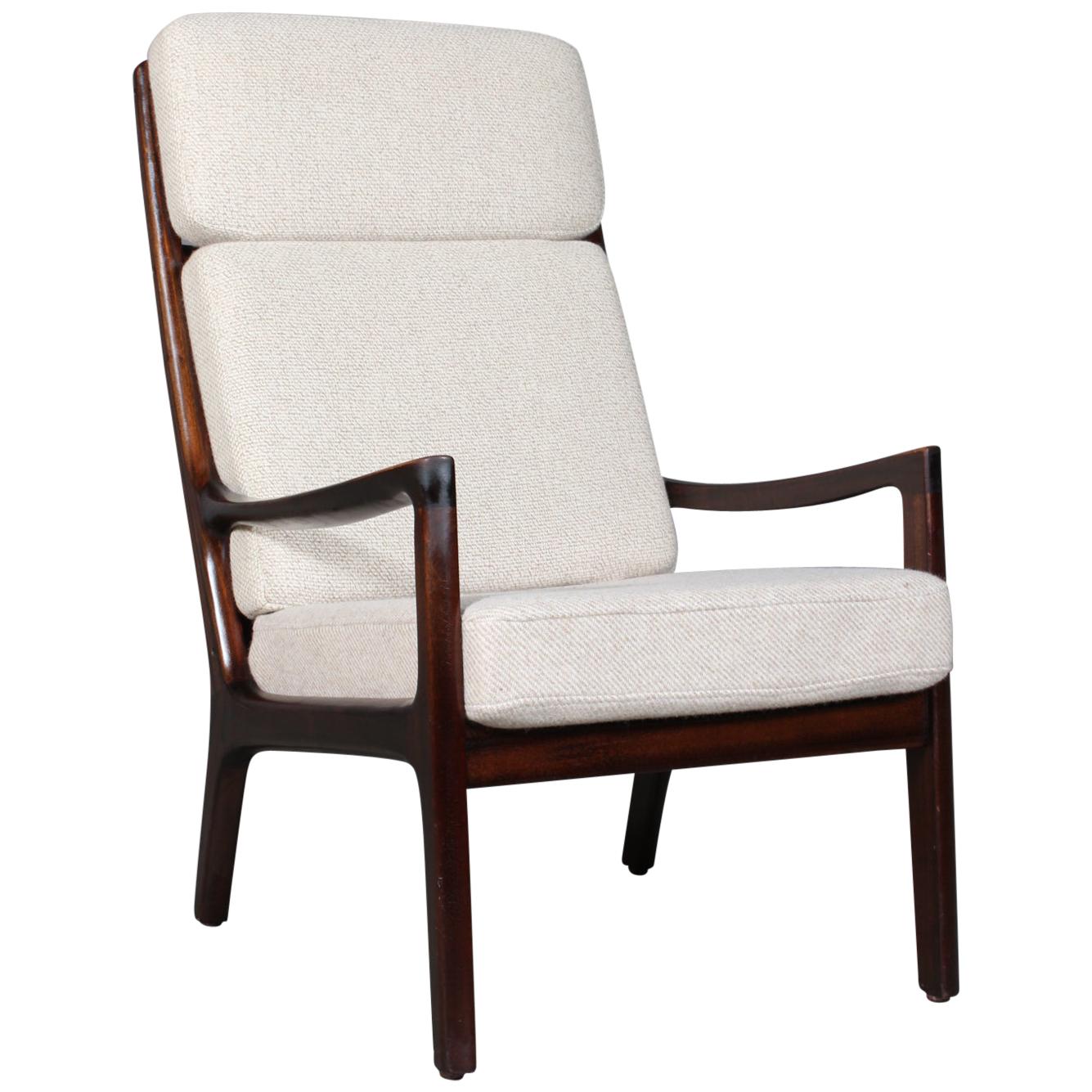 Ole Wanscher Lounge Chair, Mahogany Wool