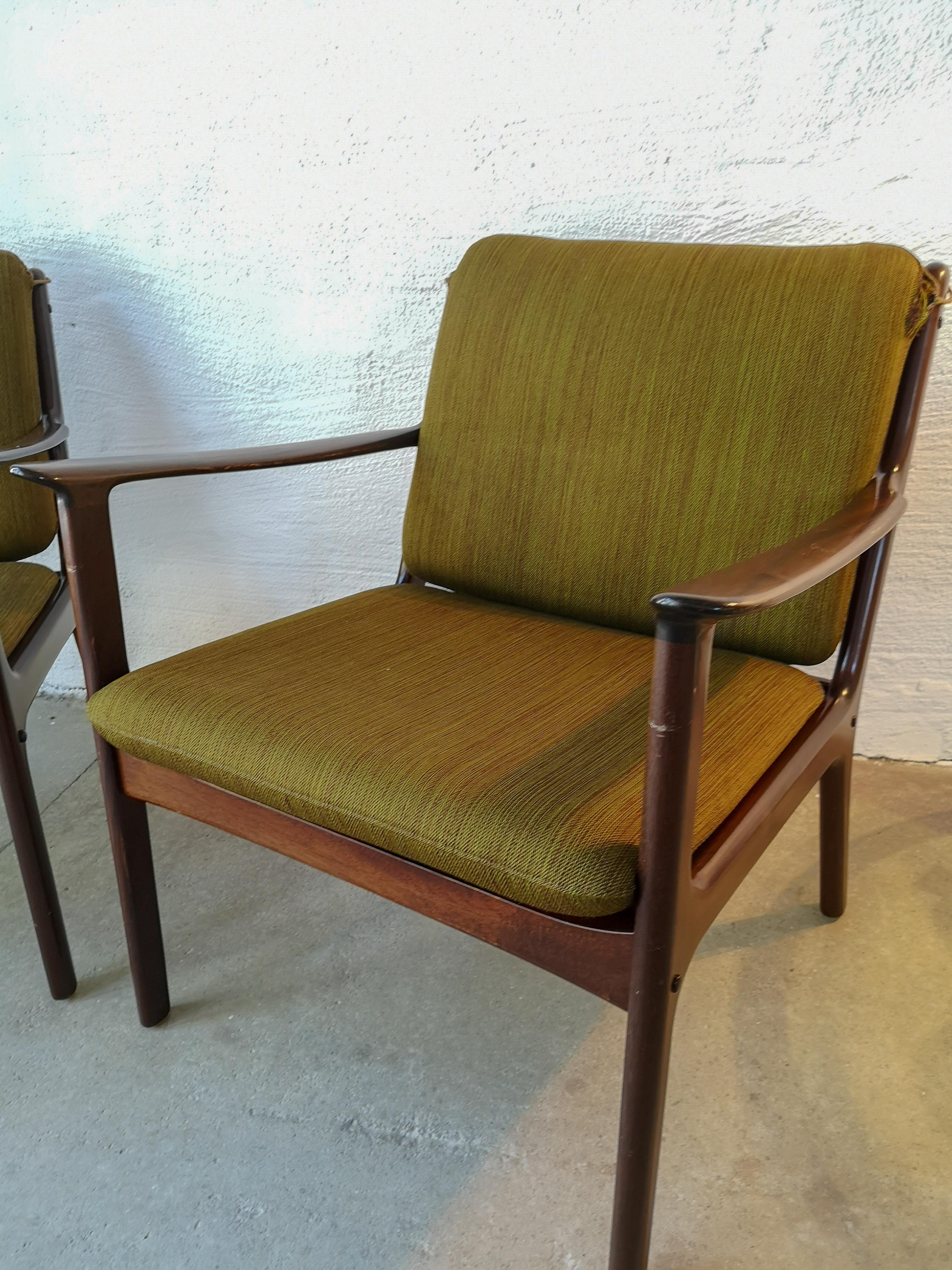 Mid-Century Modern Ole Wanscher Lounge Chair, Model PJ112, Mahogany
