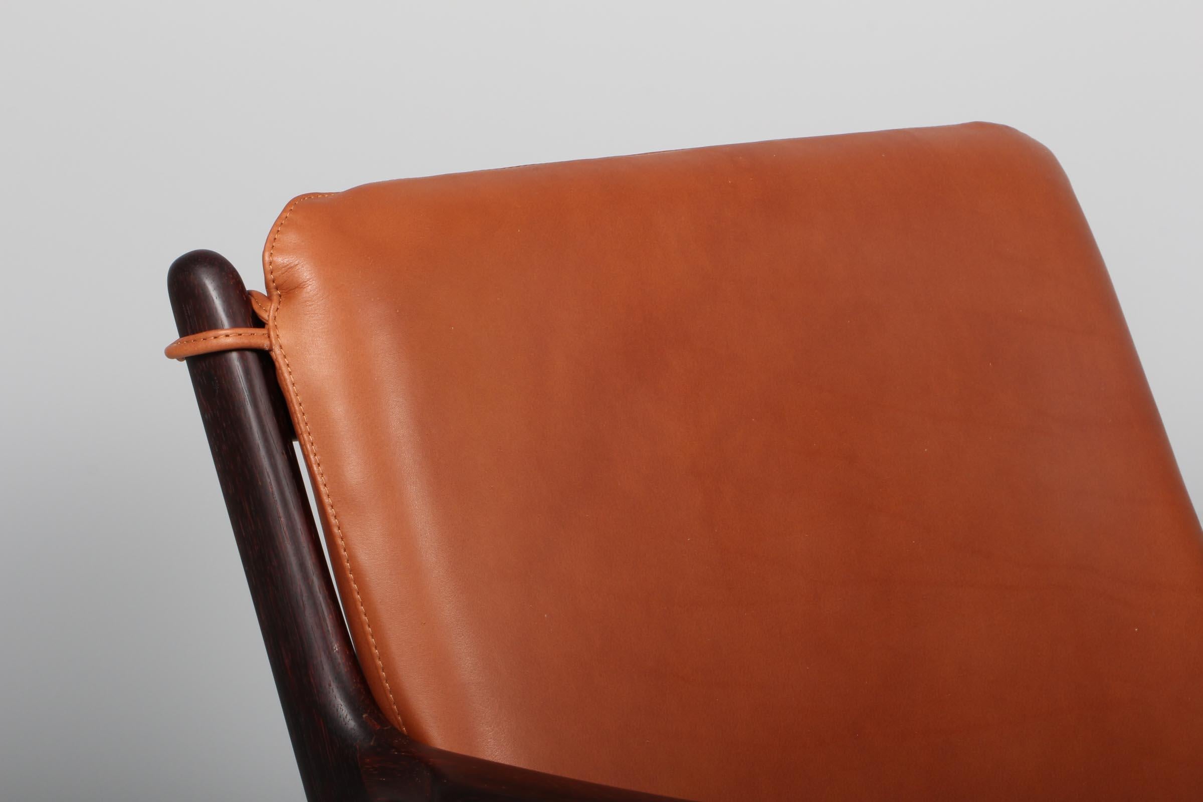 Leather Ole Wanscher Lounge Chair, Model PJ112, Rosewood, 1960s