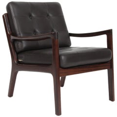 Ole Wanscher Lounge Chair, Model Senator, Mahogany, and Leather
