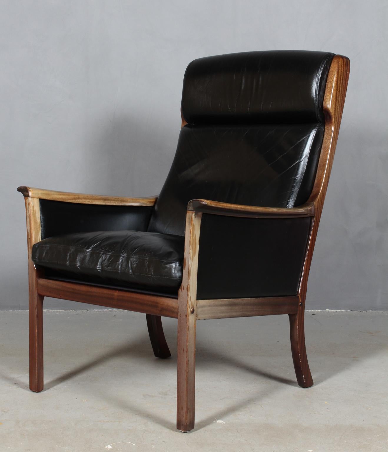 Scandinavian Modern Ole Wanscher Lounge Chair with Ottoman