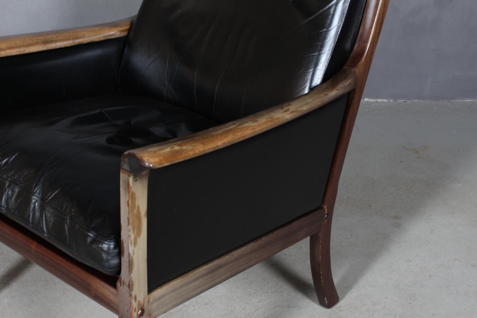 Ole Wanscher Lounge Chair with Ottoman In Fair Condition In Esbjerg, DK