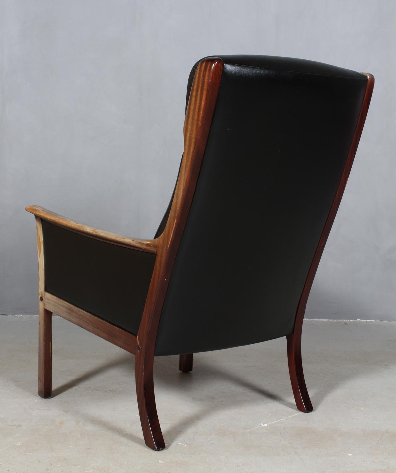 Leather Ole Wanscher Lounge Chair with Ottoman