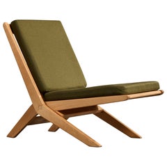 Ole Wanscher, Lounge Chair, Wood, Fabric, Denmark, 1950s