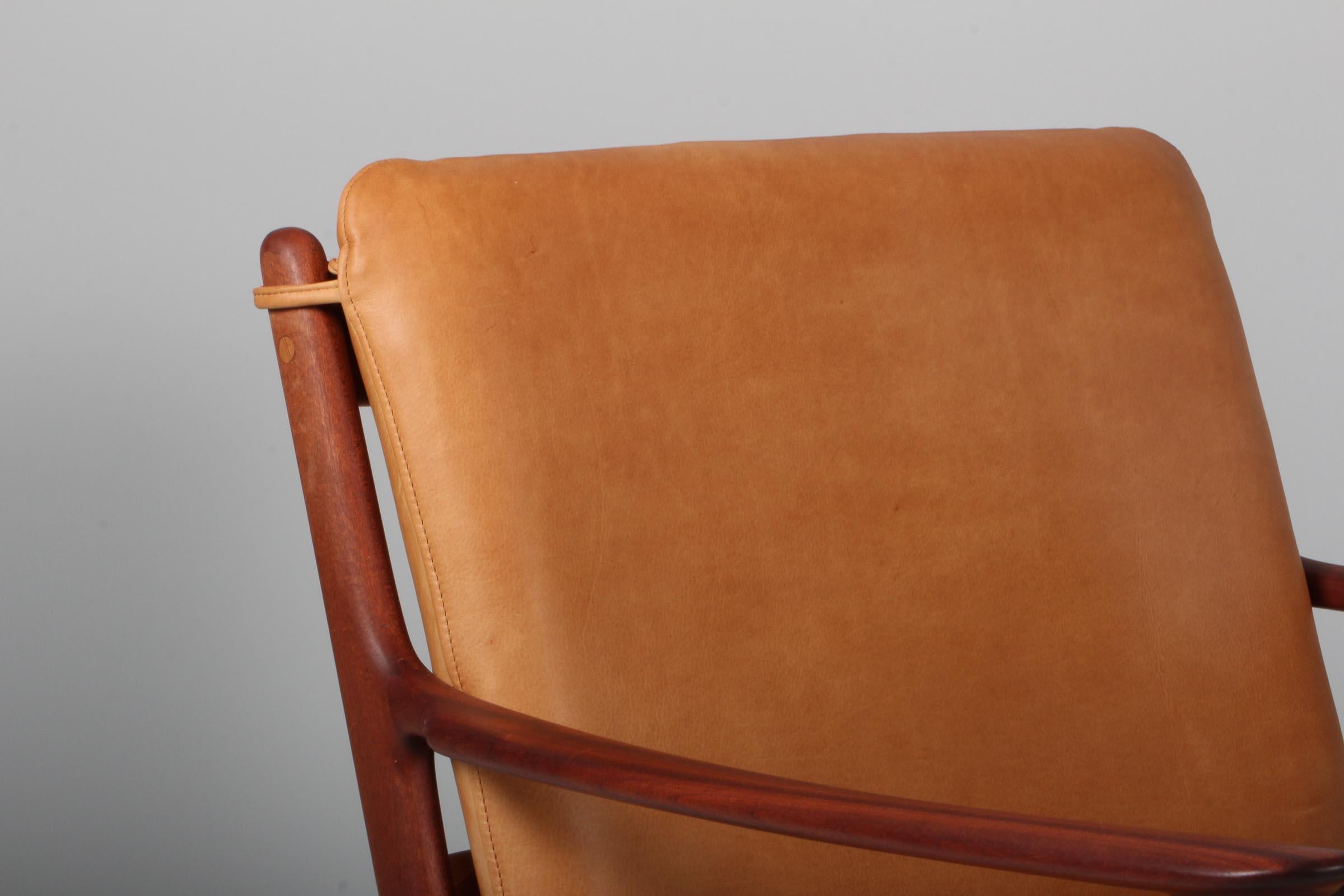 Ole Wanscher Lounge Chairs, Model PJ112, Cognac Aniline Leather For Sale 2