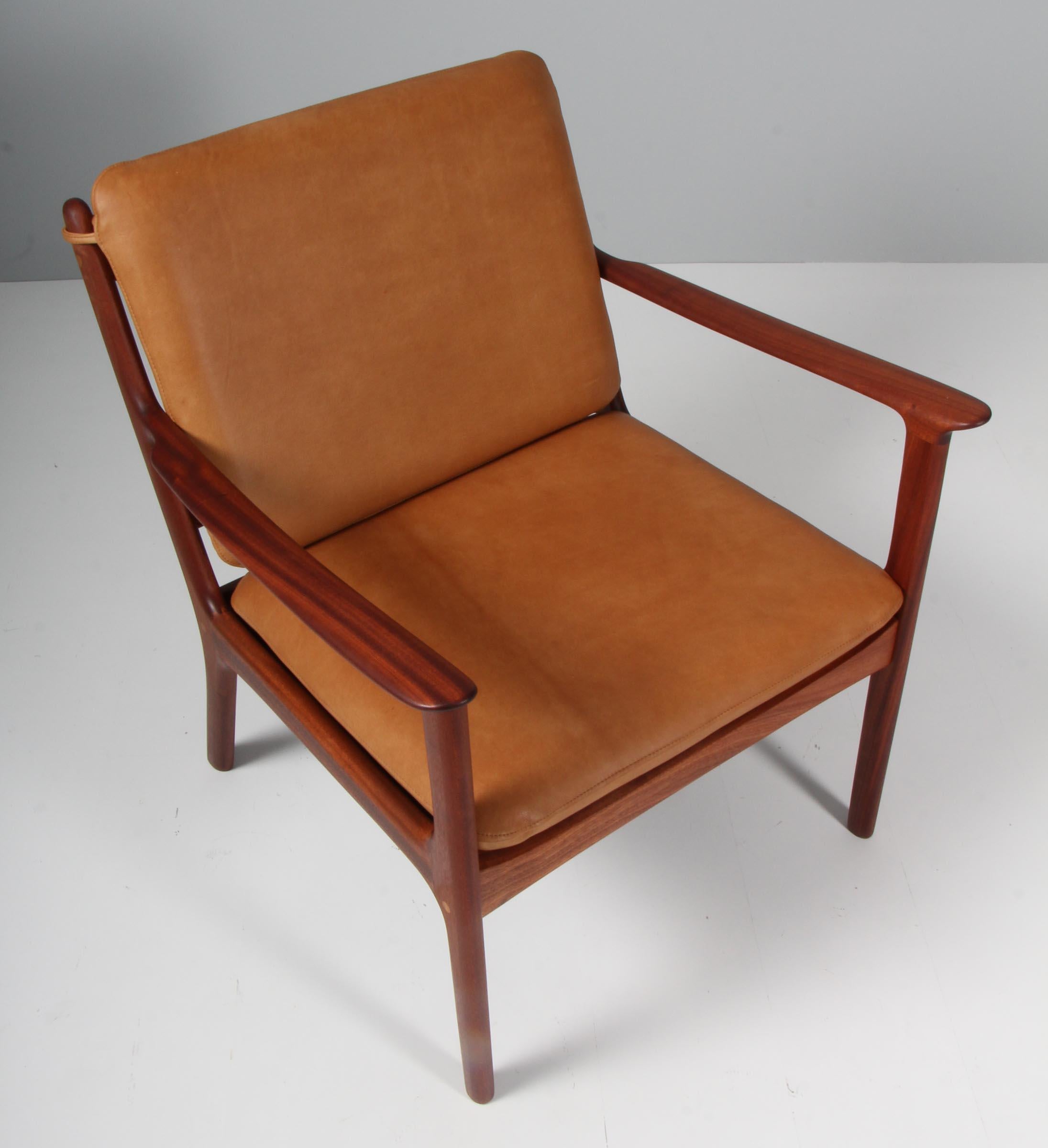 Ole Wanscher Lounge Chairs, Model PJ112, Cognac Aniline Leather For Sale 1