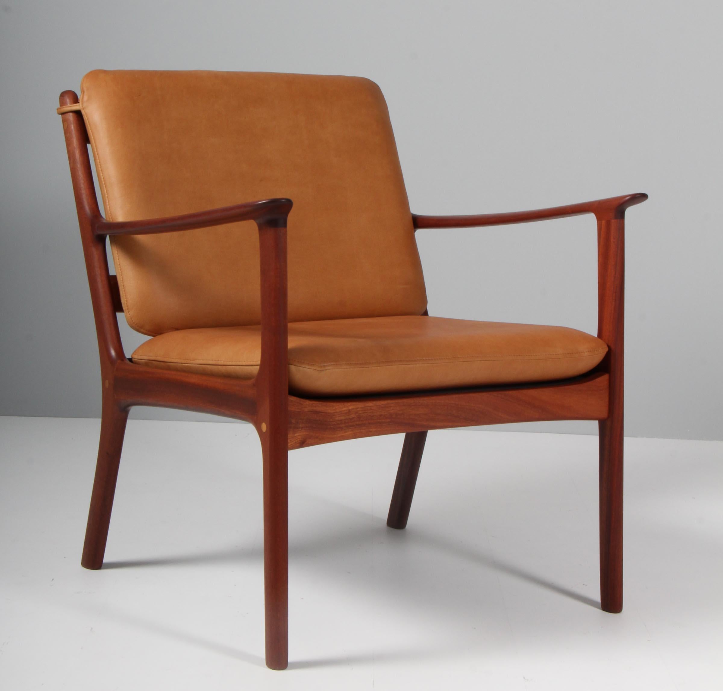 Ole Wanscher Lounge Chairs, Model PJ112, Cognac Aniline Leather