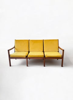 Mid Century Ole Wanscher Mahagoni & Senf Bronze Settee, Dänemark 1960er Jahre