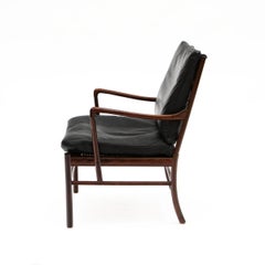 Ole Wanscher Mahogany Colonial Chair with Black Leather Cushions, Designed 1949