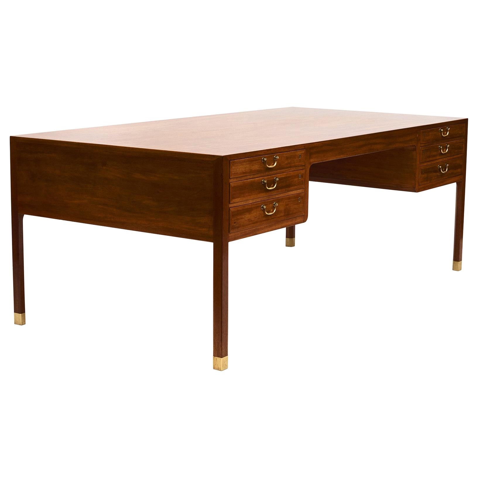 Ole Wanscher Mahogany Desk, circa 1950s, Produced by A. J. Iversen