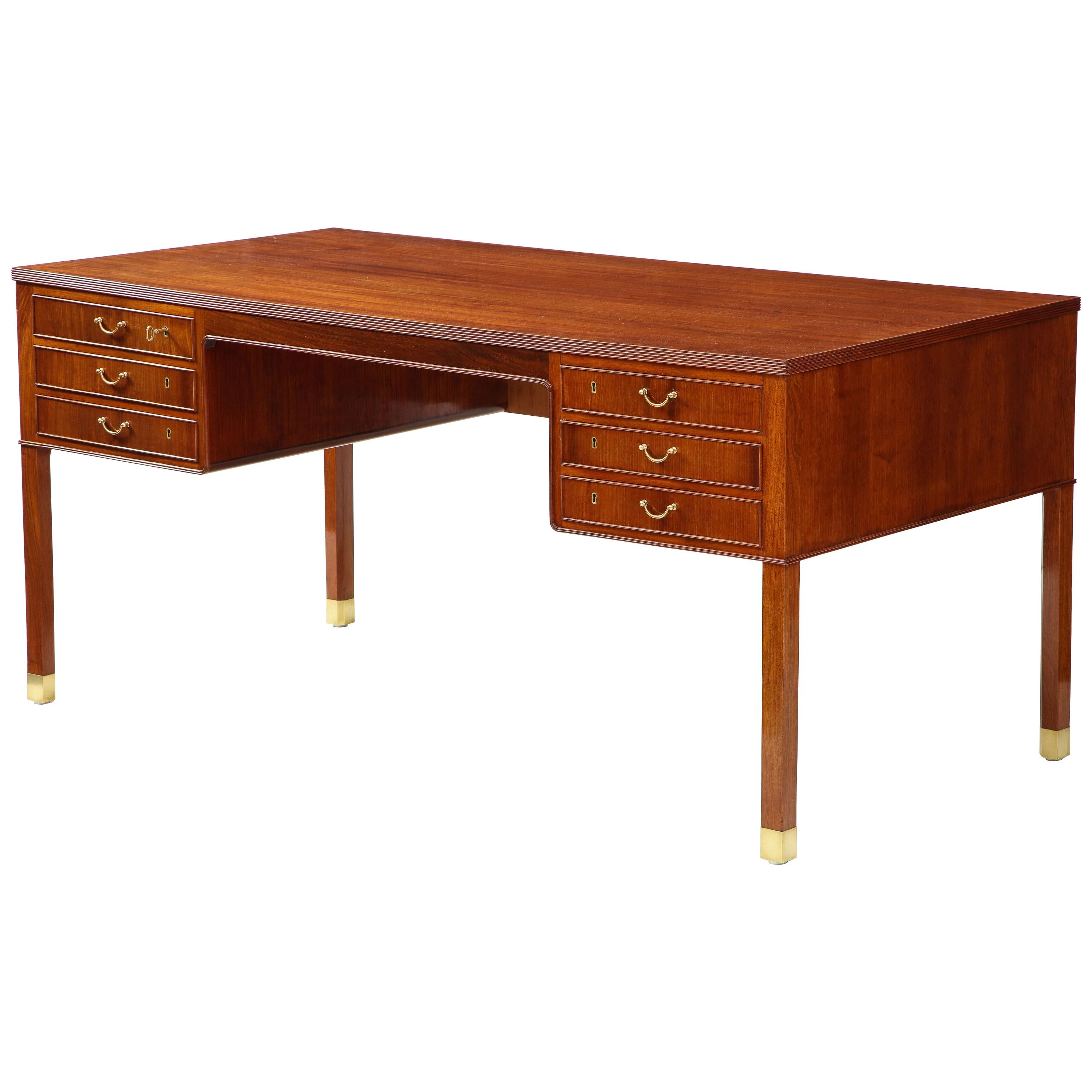 Ole Wanscher Mahogany Desk, circa 1950s, Produced by A. J. Iversen
