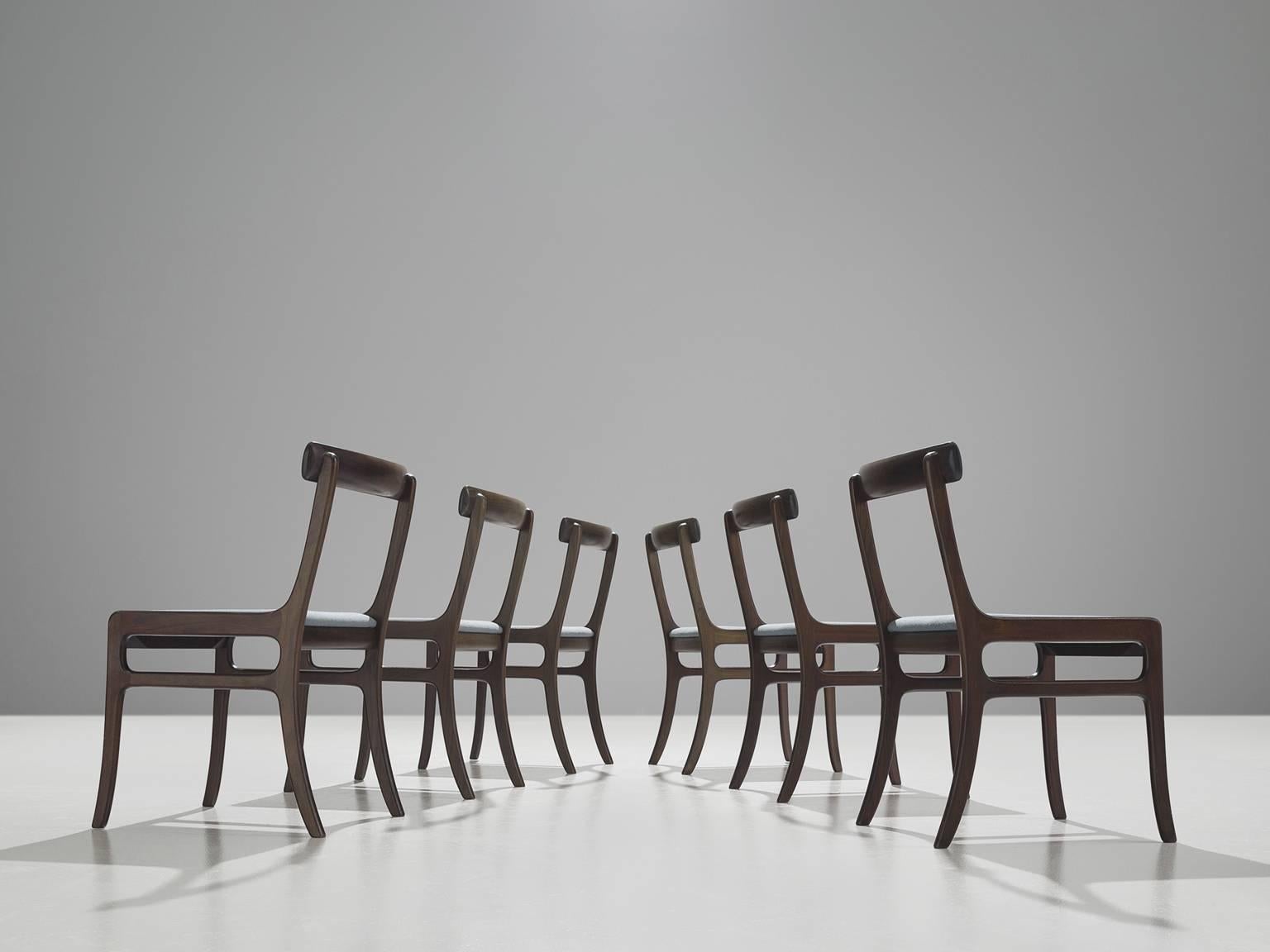 Scandinavian Modern Pair of Ole Wanscher Mahogany 'Rungstedlund' Dining Chairs