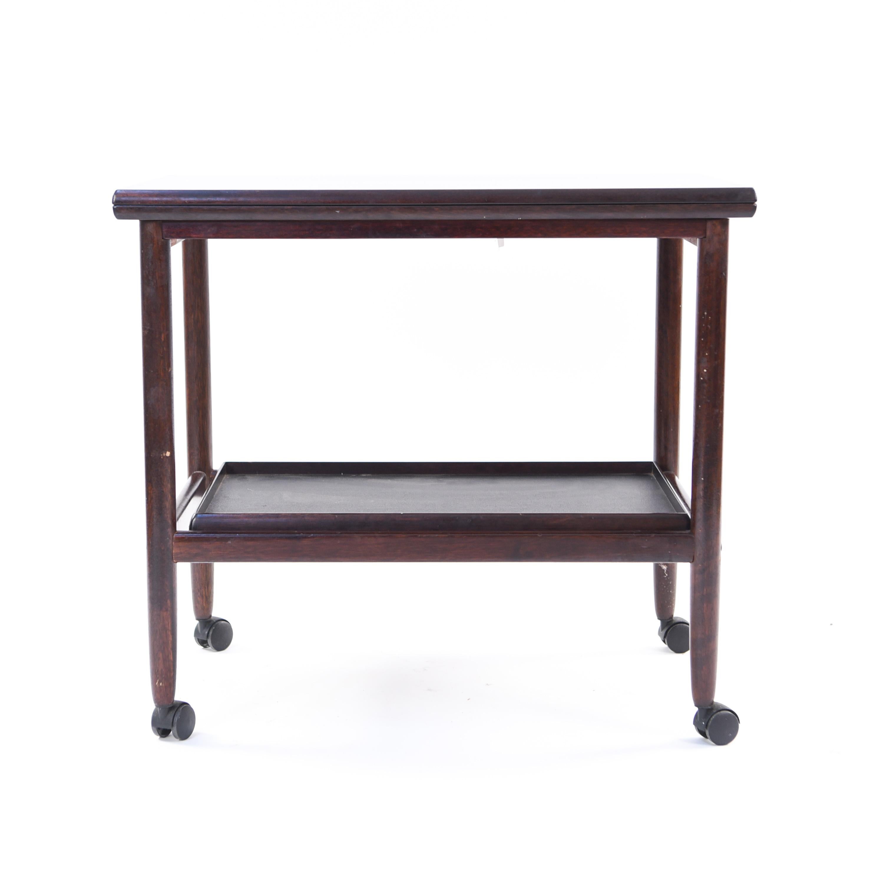 Ole Wanscher Mahogany Serving Cart for Poul Jeppesen (Moderne der Mitte des Jahrhunderts)