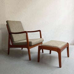 Ole Wanscher Model 109 Walnut Lounge Chair and Ottoman