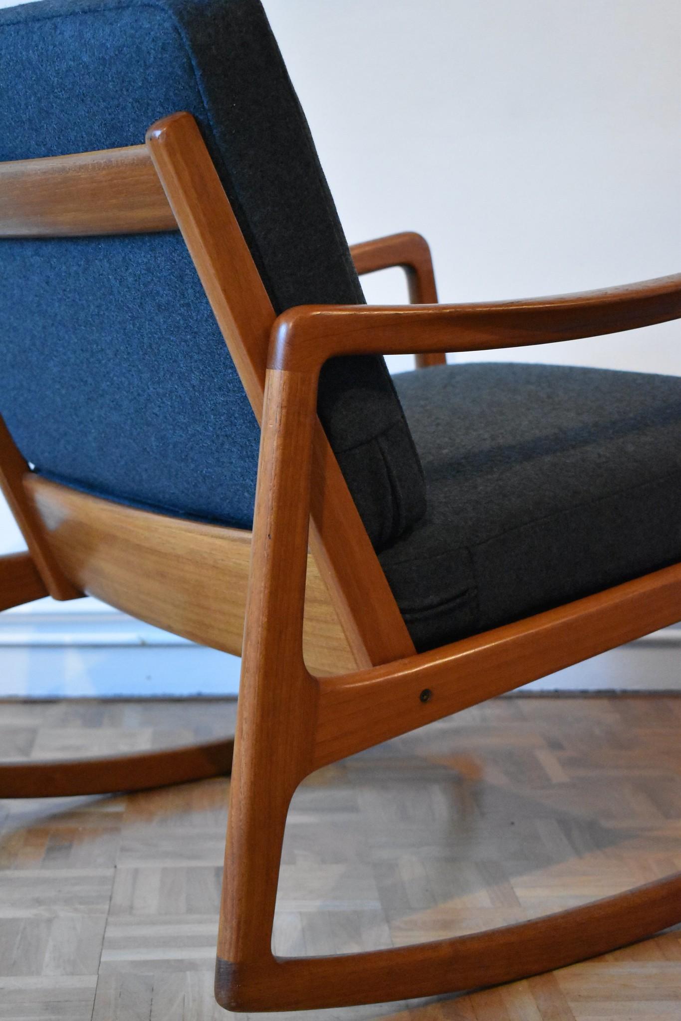 Danish Ole Wanscher Model 120 Teak Rocking Chair for France & Son, Denmark