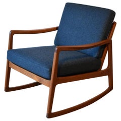 Chaise à bascule en teck modèle 120 de Ole Wanscher pour France & Son:: Danemark
