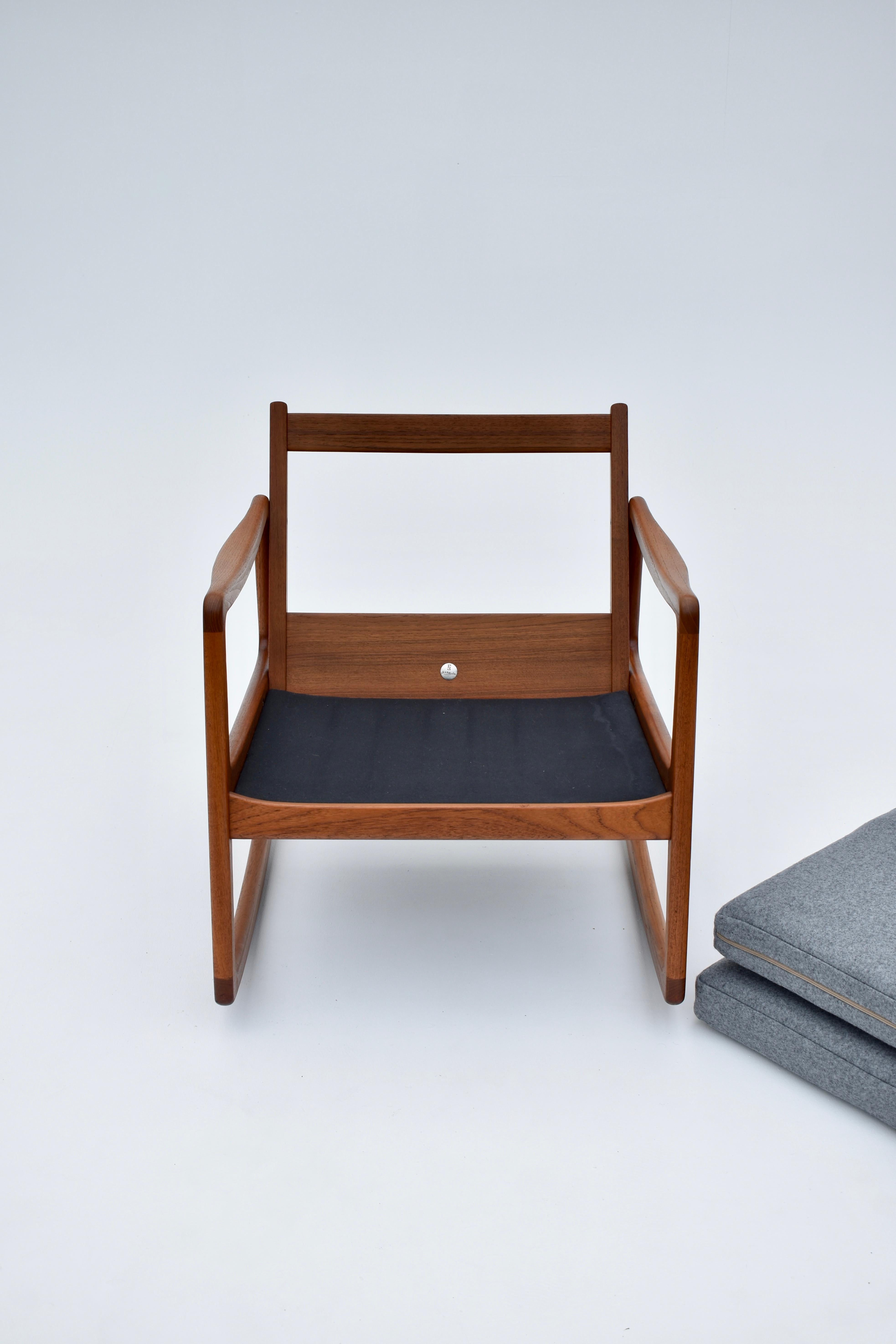 Ole Wanscher Model 120 Teak Rocking Chair with Kvadrat Fabric 10