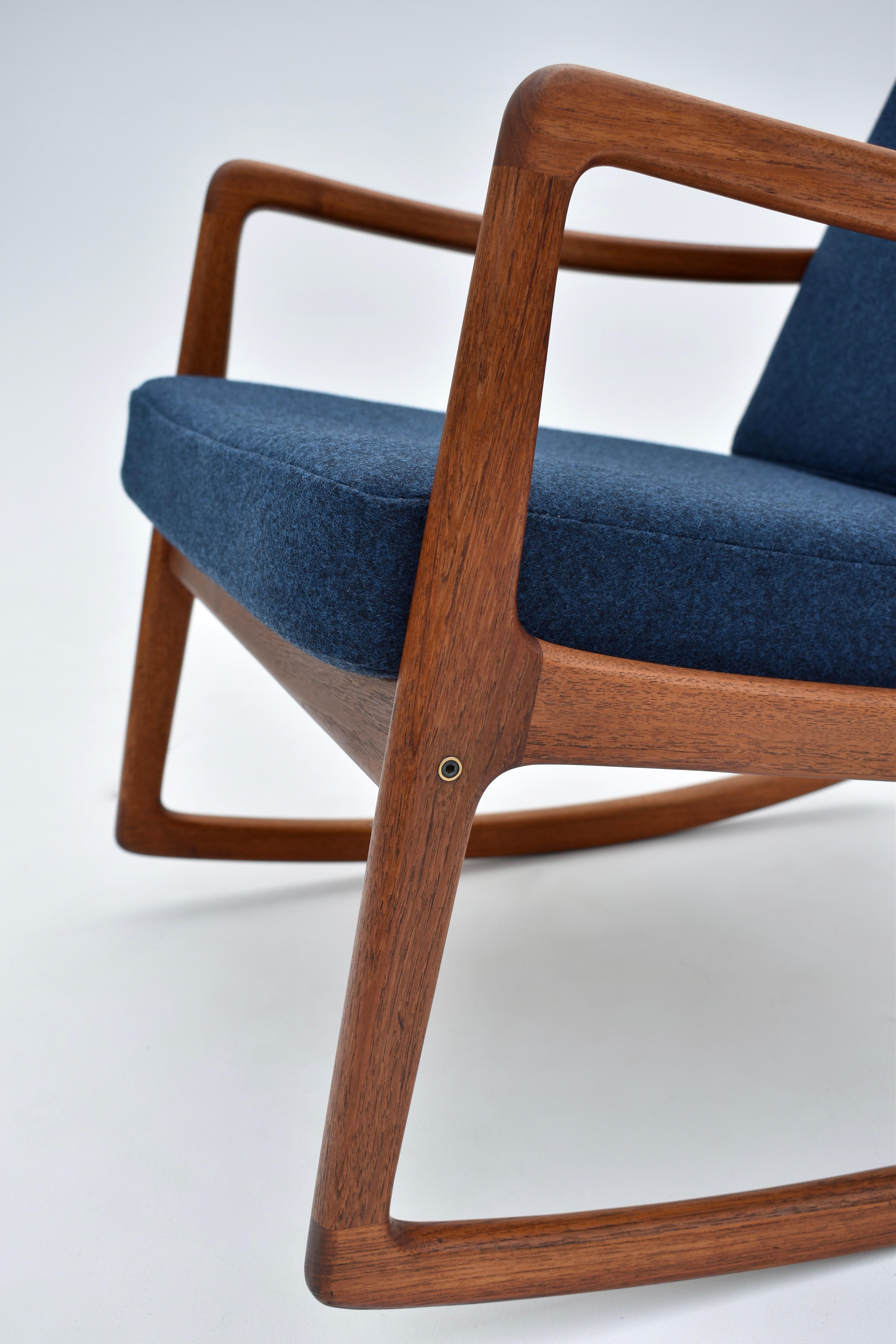 Scandinavian Modern Ole Wanscher Model 120 Teak Rocking Lounge Chair for France & Son