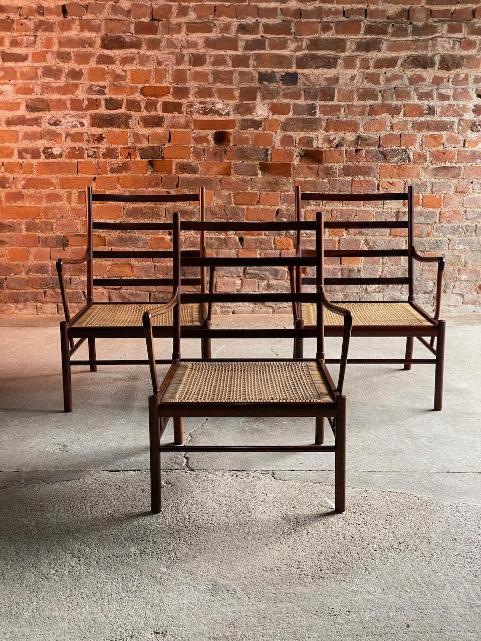 Mid-Century Modern Ole Wanscher Model 149 Rosewood Colonial Chairs by Poul Jeppesens, circa 1950