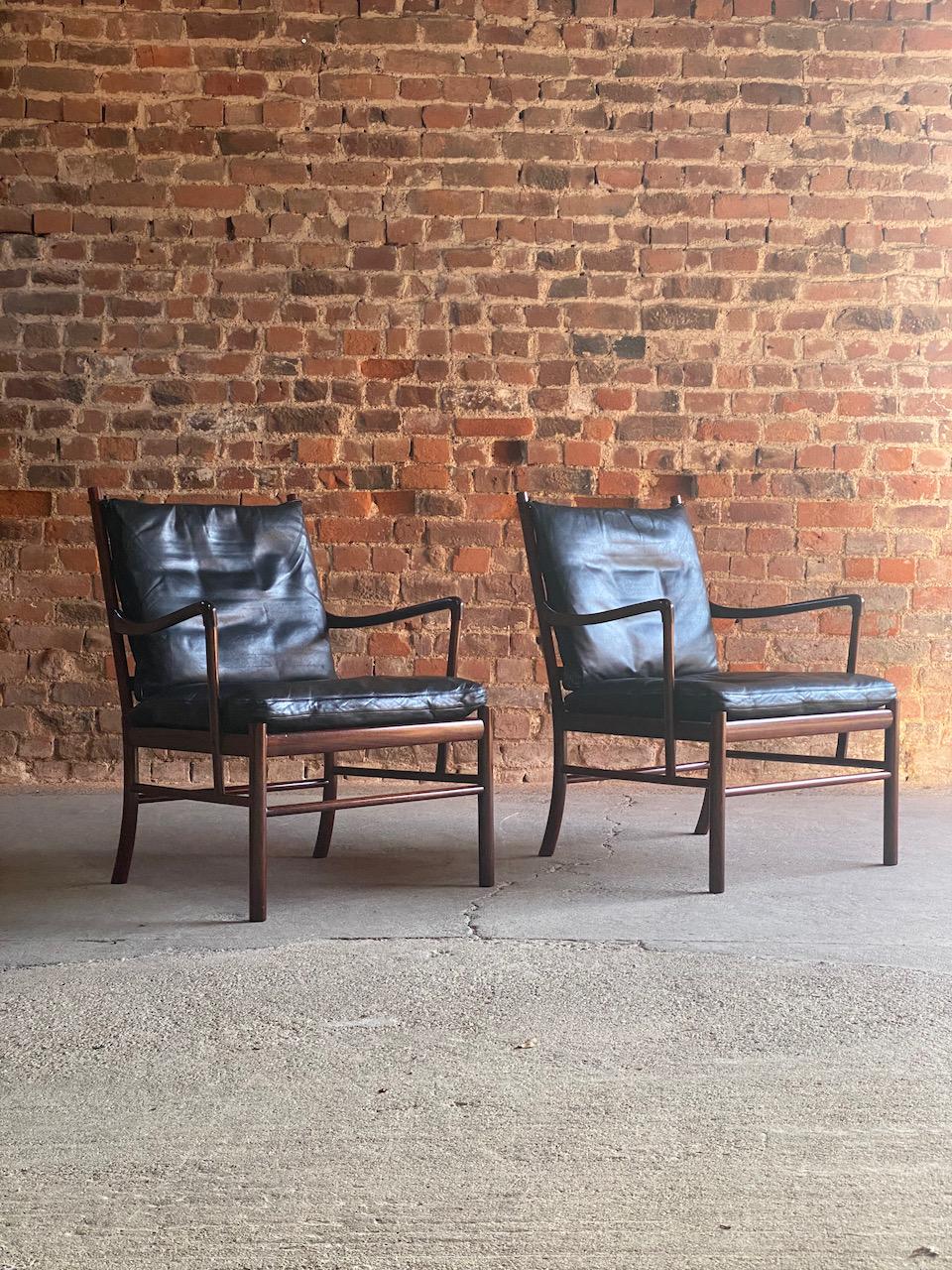 Ole Wanscher Model 149 Rosewood Colonial Chairs Pair by Poul Jeppesens, Denmark 3
