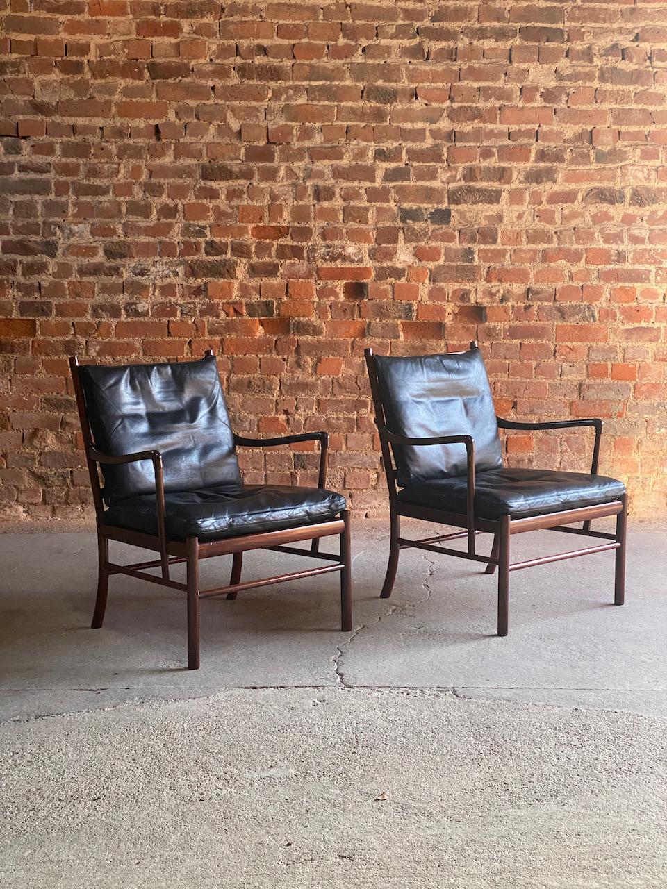 Ole Wanscher Model 149 Rosewood Colonial Chairs Pair by Poul Jeppesens, Denmark 4