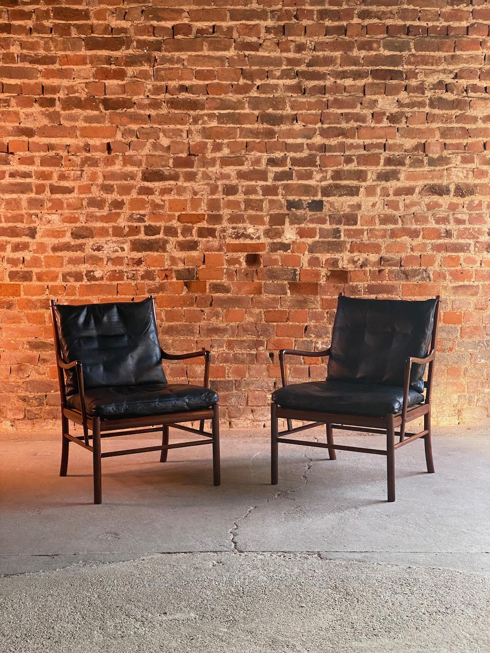 Ole Wanscher Model 149 rosewood colonial chairs by Poul Jeppesens, Denmark, circa 1950.

Magnificent pair of original mid century Ole Wanscher Model 149 'Colonial' chairs in Brazilian Rosewood for cabinet maker Poul Jeppesens Møbelfabrik, Denmark