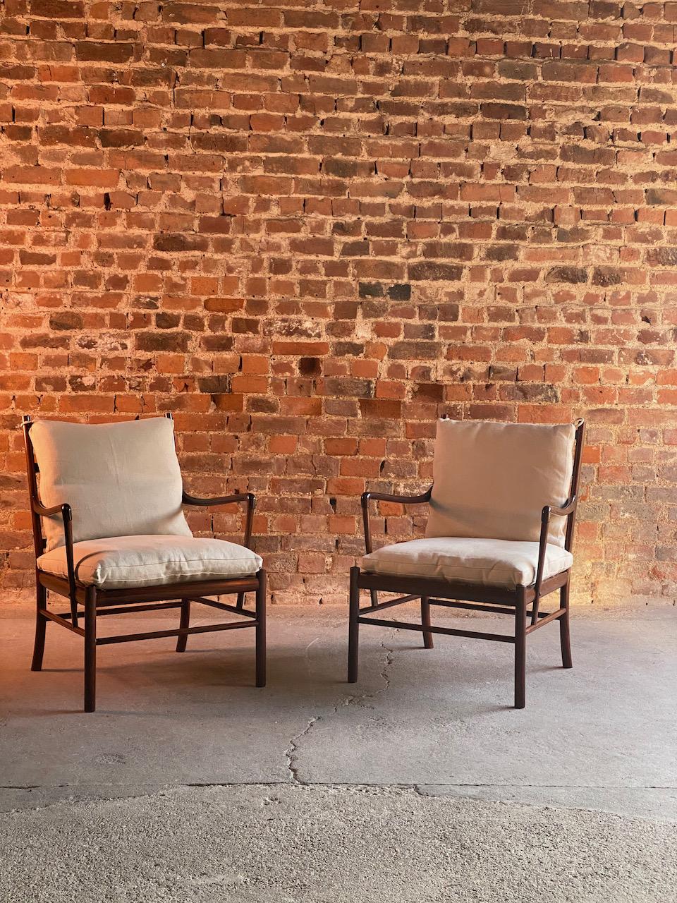 Danish Ole Wanscher Model 149 Rosewood Colonial Chairs Pair by Poul Jeppesens, Denmark