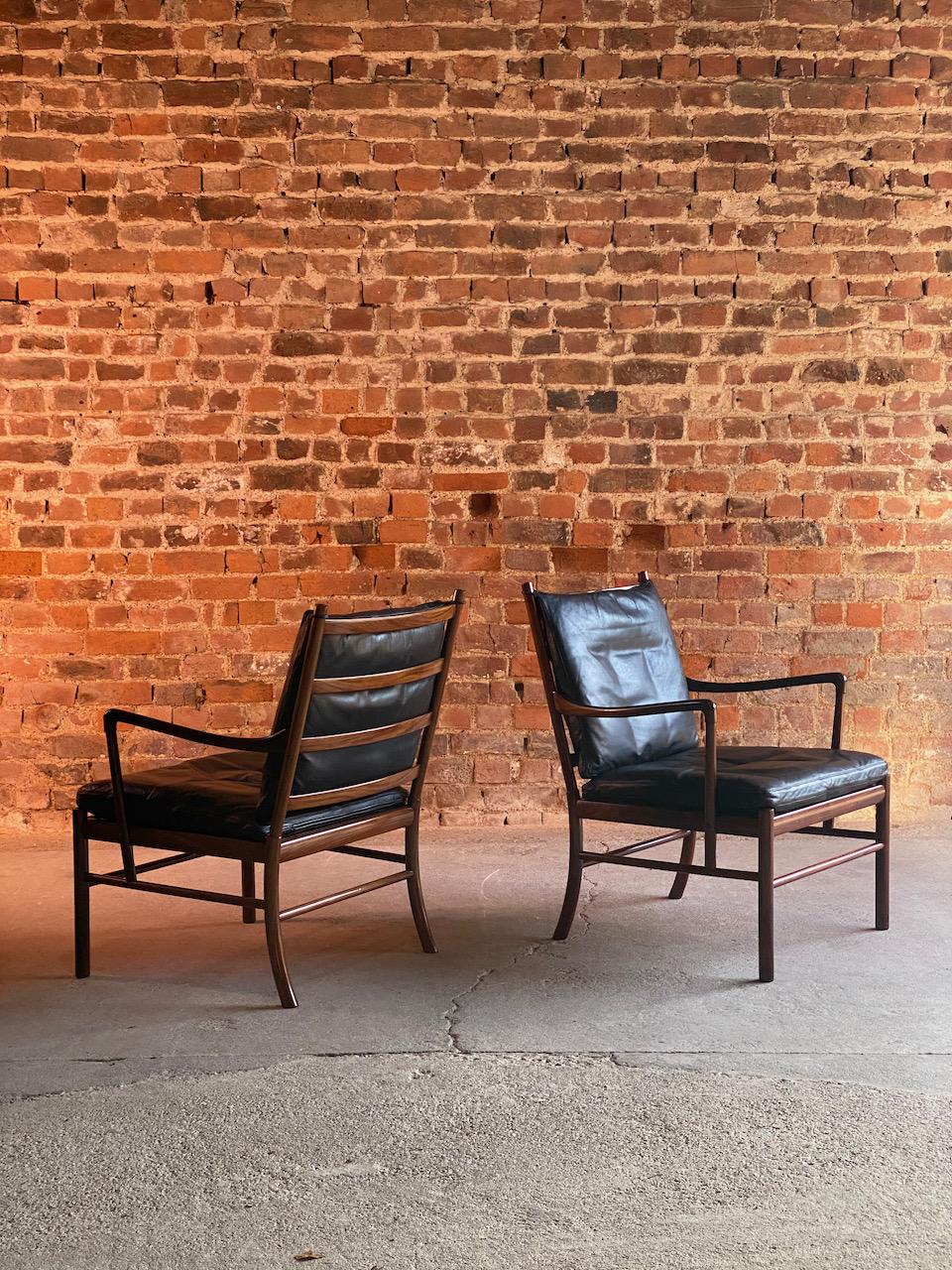 Ole Wanscher Model 149 Rosewood Colonial Chairs Pair by Poul Jeppesens, Denmark 1