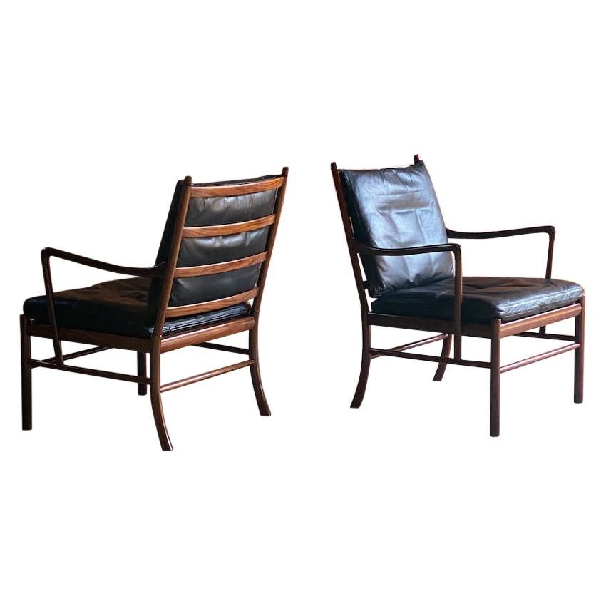 Ole Wanscher Model 149 Rosewood Colonial Chairs Pair by Poul Jeppesens, Denmark