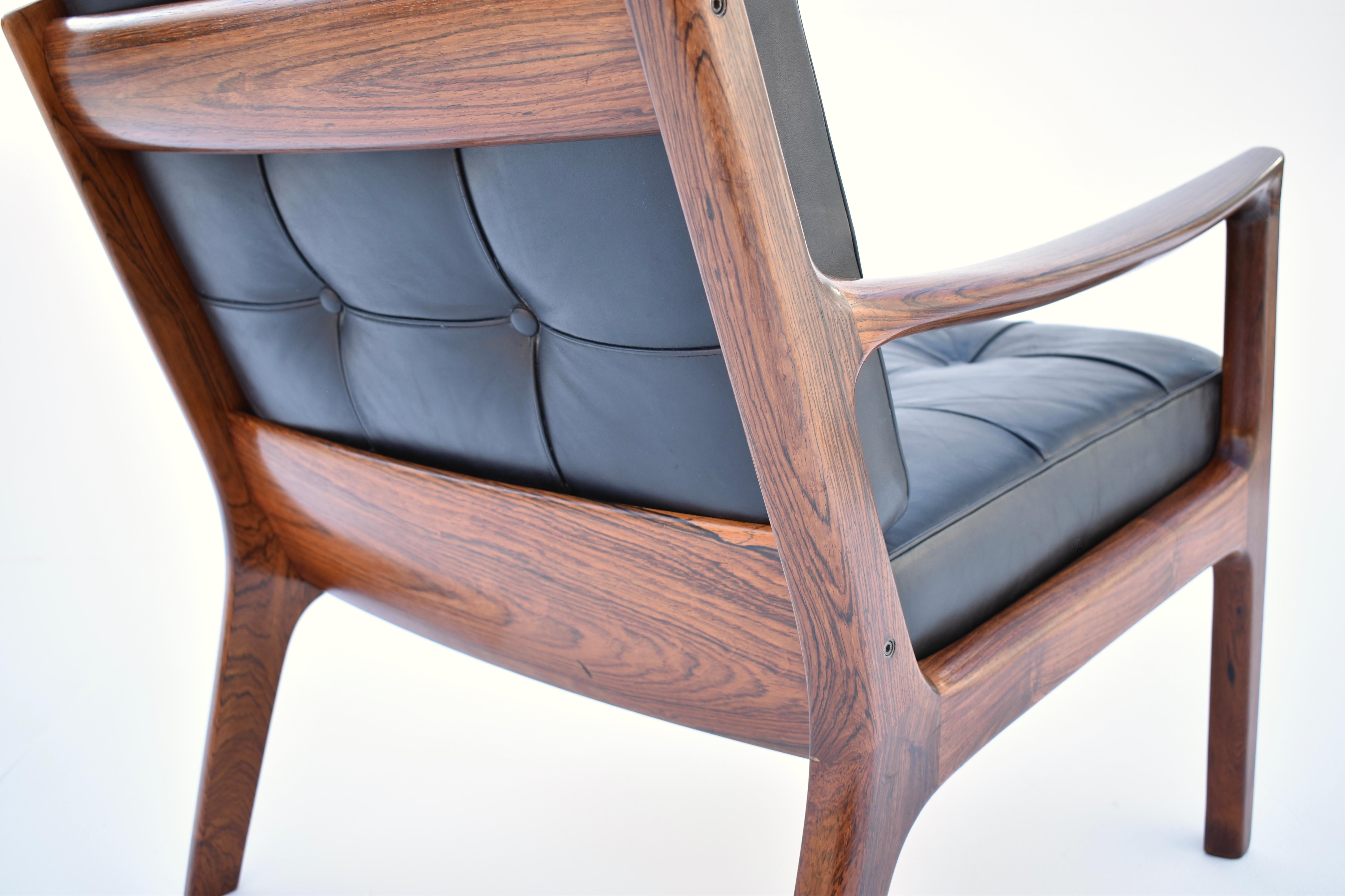 Ole Wanscher Model 166 Rosewood 'Senator' Lounge Chair For France & Son, Denmark 3