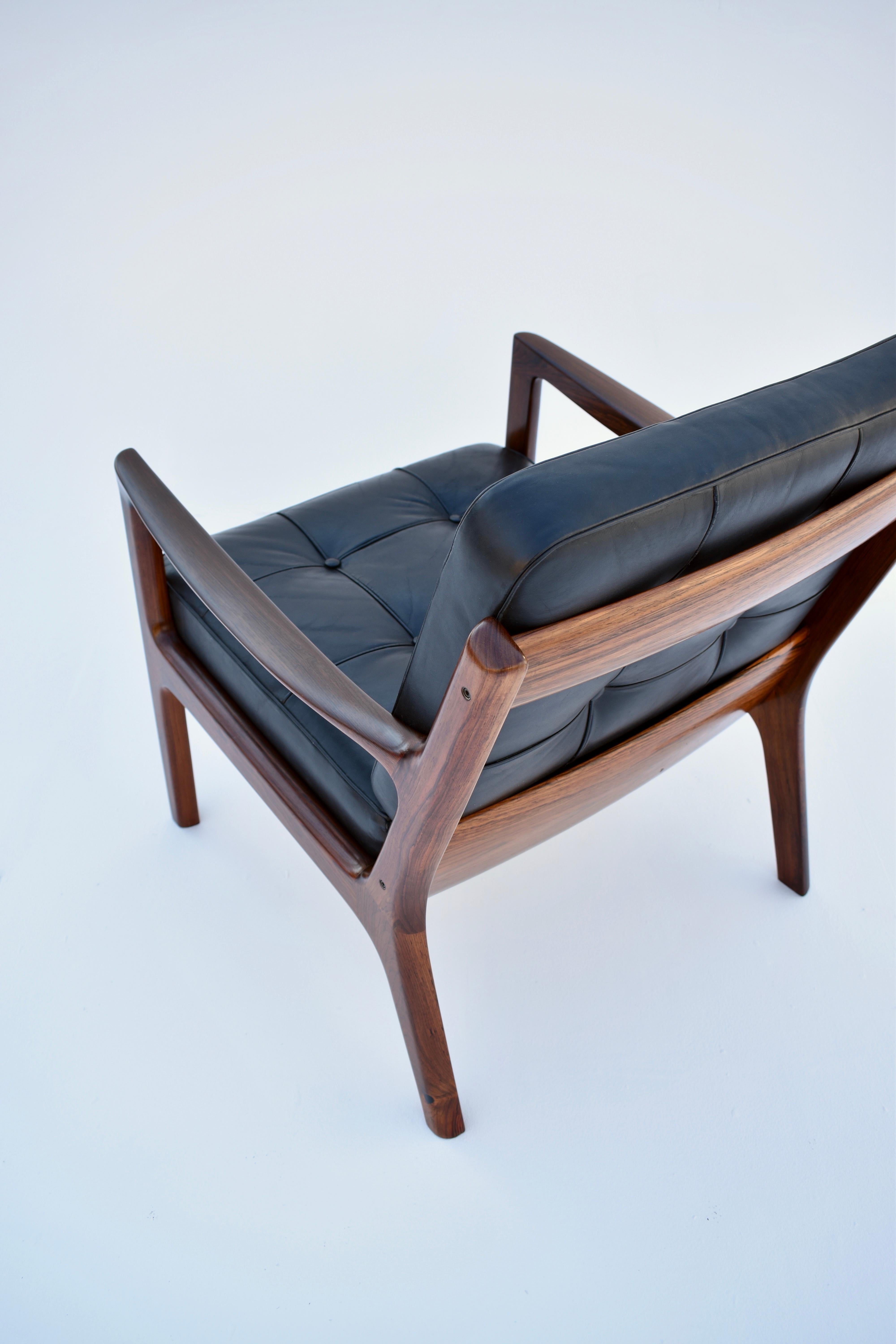 Danish Ole Wanscher Model 166 Rosewood 'Senator' Lounge Chair For France & Son, Denmark
